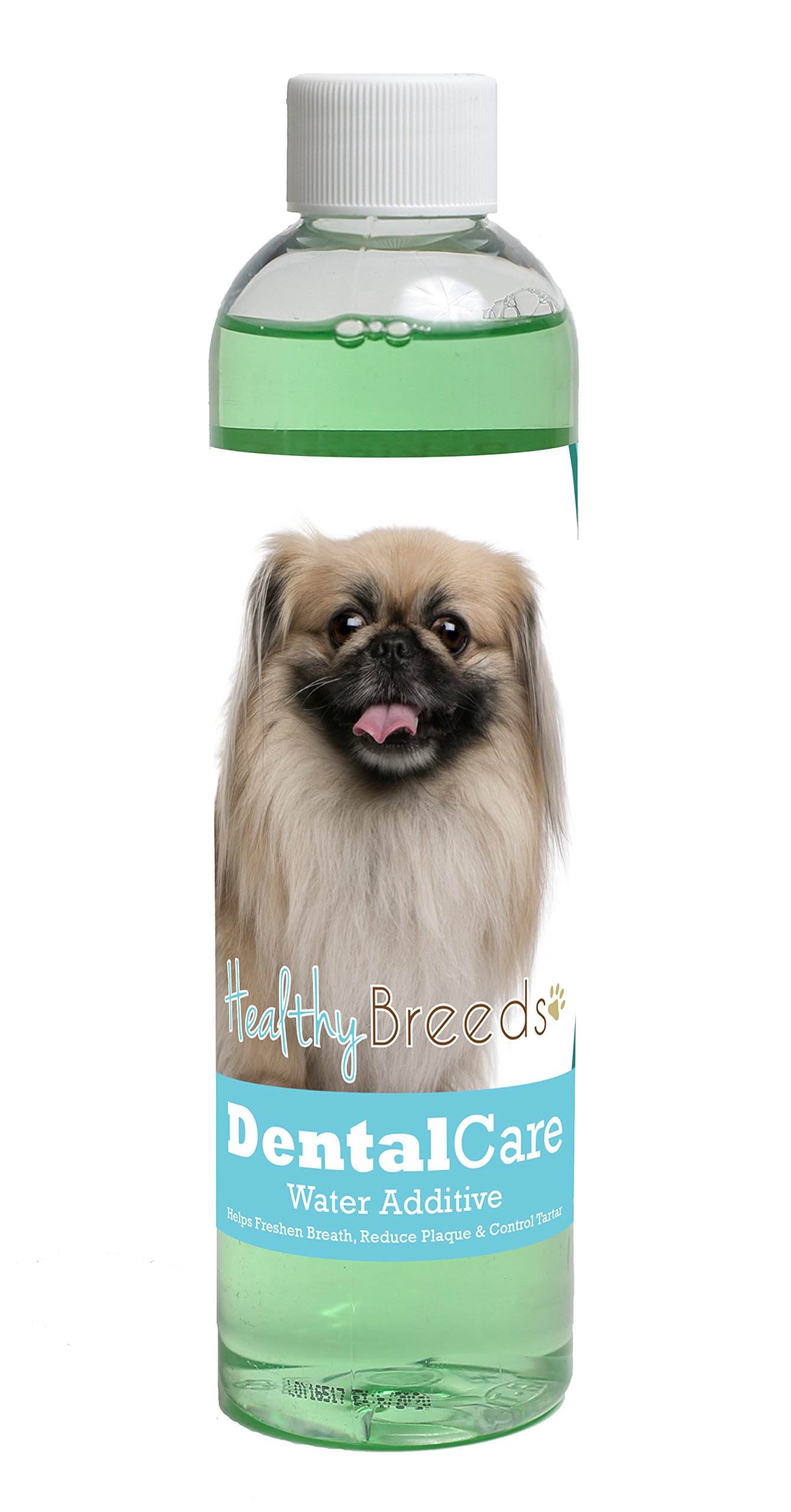 Healthy Breeds Dog Dental Care Water Additive for Pekingese - Helps Freshen Breath, Reduce Plaque &amp; Control Tartar - Mint Flavor - 8 oz