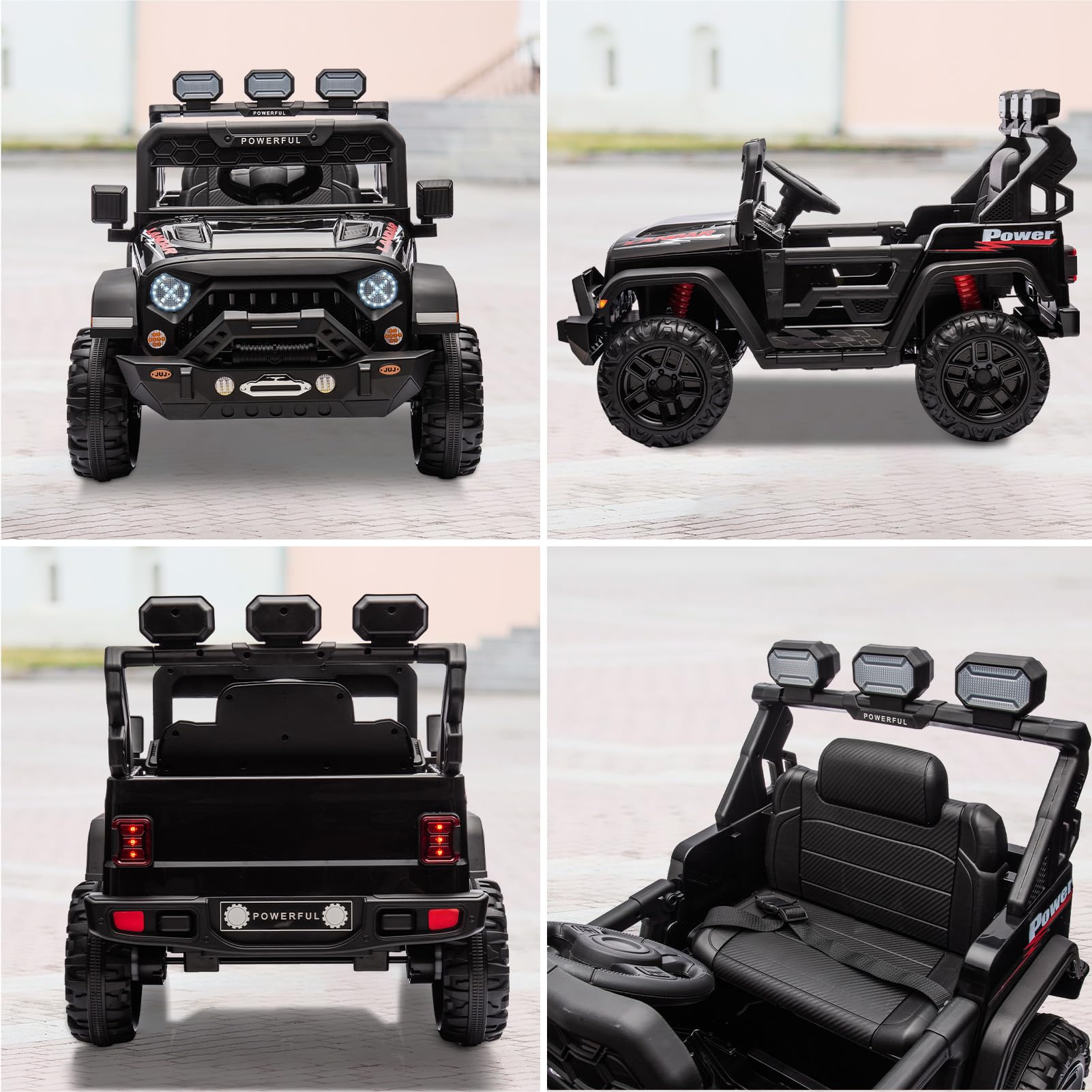 Hausprof Coche Eléctrico Para Niños, 12V 7Ah, Transmisión Eléctrica De 3 Velocidades, 2 Modos De Conducción, Quad Eléctrico Niño Con Mando A Distancia, Coche Eléctrico Para Niños De 1 A 8 Años (Negro)