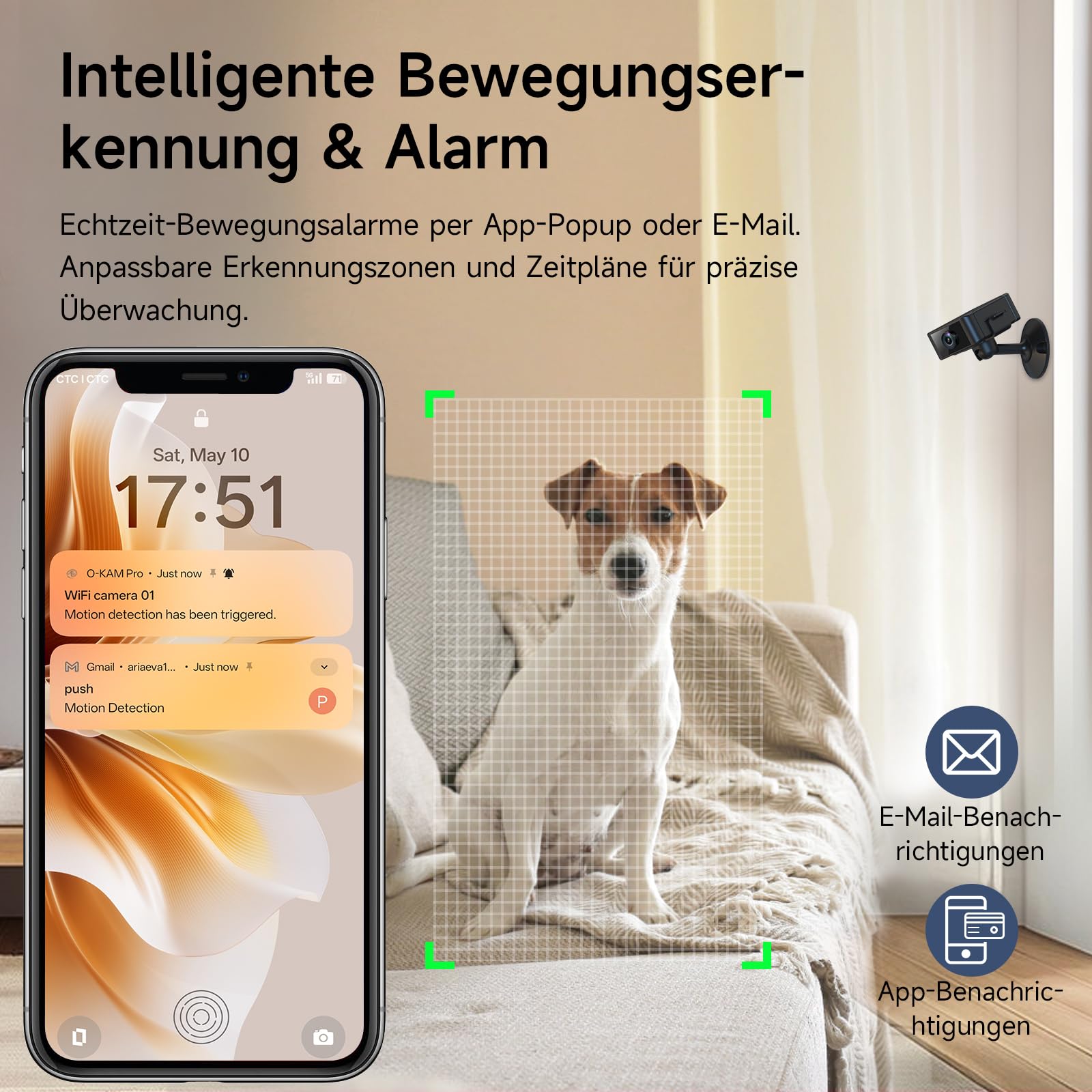 Mini Kamera, 4K HD WLAN Überwachungskamera Innen Für Live Übertragung Handy APP, WiFi Camera Nachtsichtkamera mit Bewegungsmelder/Lange Batterielaufzeit/Cloud-Speicherplat