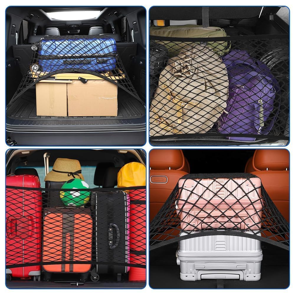 Rete Bagagliaio Auto, per Landrover Discovery Sport (7 Seats) 2020-2024-2026 Organizzatore Carico Elastica Ganci ABS Nylon Resistente Accessori Interni Salvaspazio