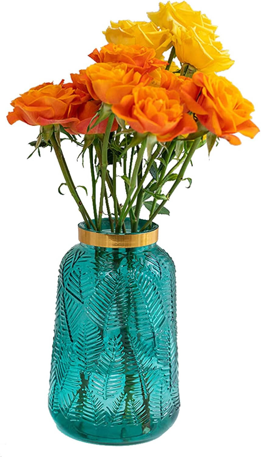 RRMMAN Glass Embossed Vase, EuropeanStyle Antique Embossed