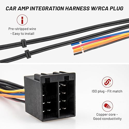 Miniatura 4 de RED WOLF Arnés de cables estéreo de radio con amplificador AMP, conector de integración RCA Jack Adaptador para Mercedes Benz 1990-2004, Volkswagen