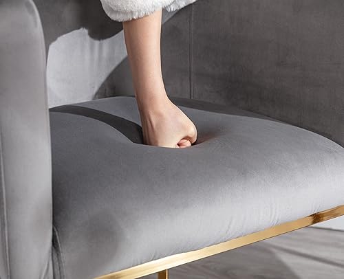 Miniatura 4 de VESCASA Taburete de bar de terciopelo de 24 pulgadas de alto con respaldo de barril y brazos, cojín de asiento tapizado de 4.5 pulgadas de alto,