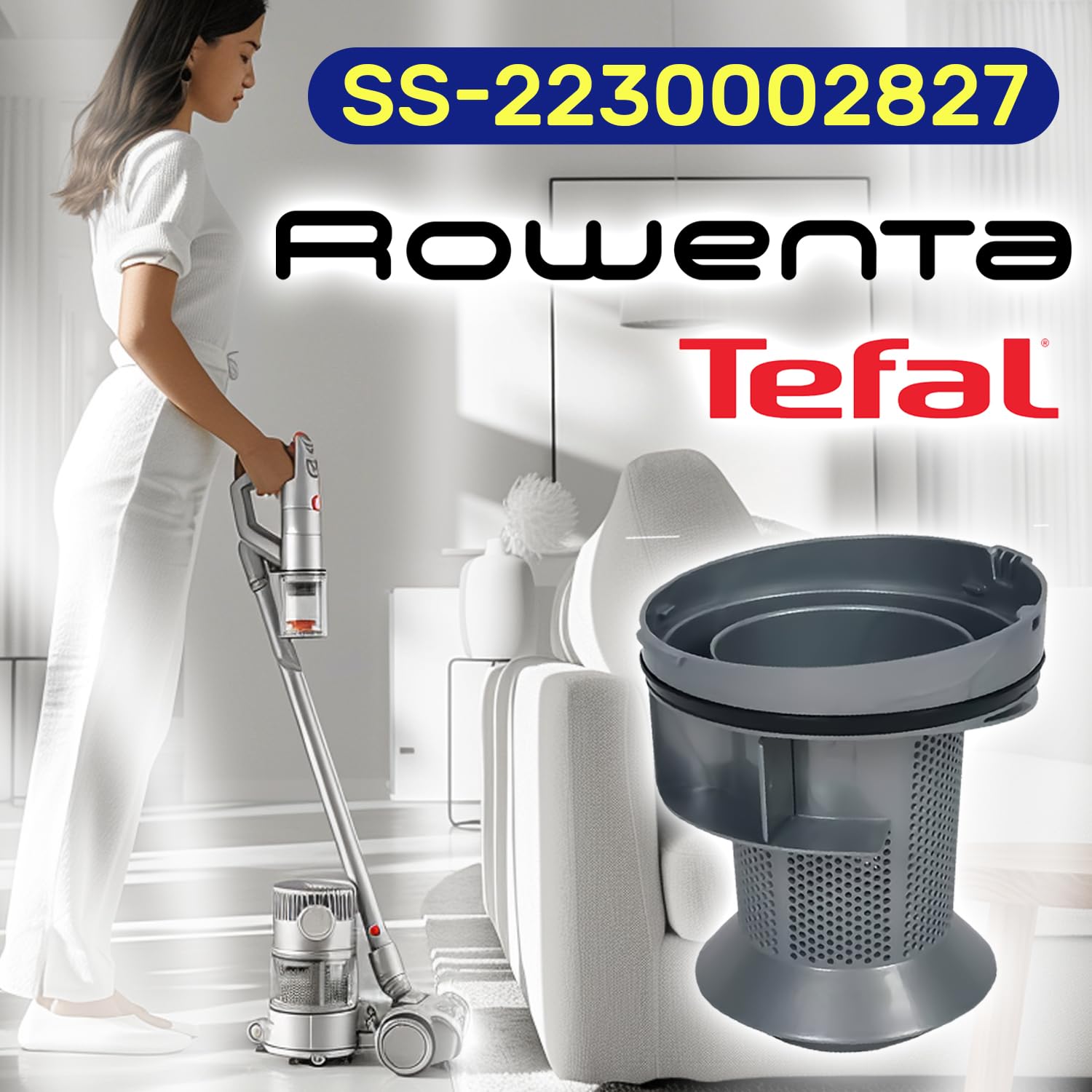 Maille Filtre pour Aspirateur Balai sans Fil avec le Code Original SS-2230002827 pour Rowenta pour Tefal Xforce Flex - MONTERAL