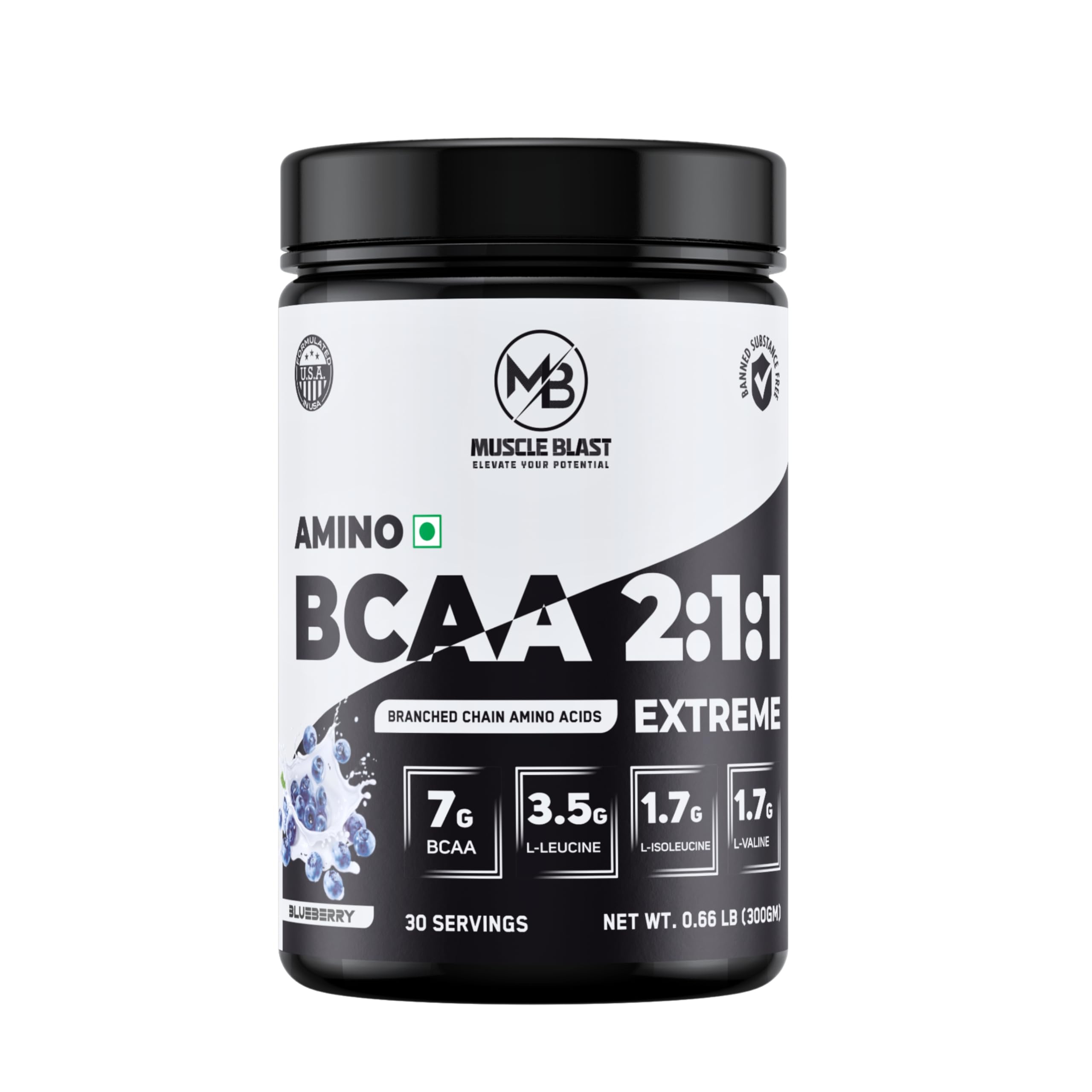 AMINO EXTREME BCAA | 7G BCAA | 3.5G L-LEUCINE | 1G CITRULLINE | 1.7G L-ISOLEUCINE | INTRA WORKOUT | 30 SERVING | (Blueberry)-image-47