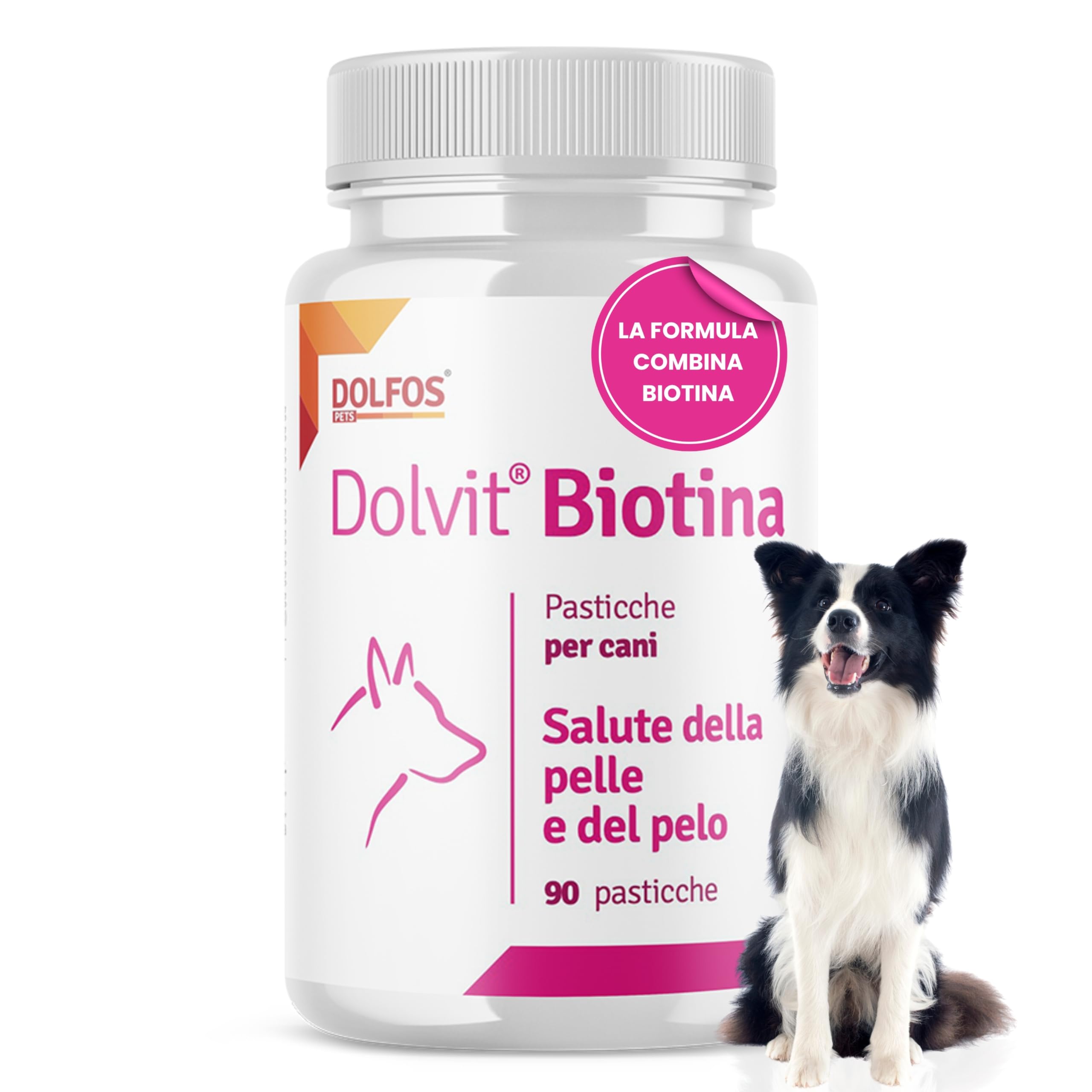Dolfos Dolvit Biotina - Integratore per il pelo e la Pelle del Cane - Cura la perdita del pelo - Favorisce la lucidità