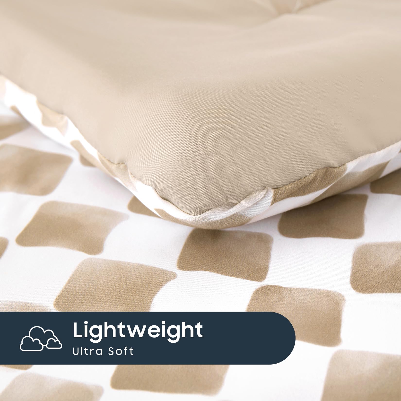 Wake In Cloud - Juego de ropa de cama para niños y niñas, bonito diseño de cuadros a cuadros, juego de cama suave de 4 piezas para cuna que incluye edredón, sábanas y funda de almohada, color marrón y