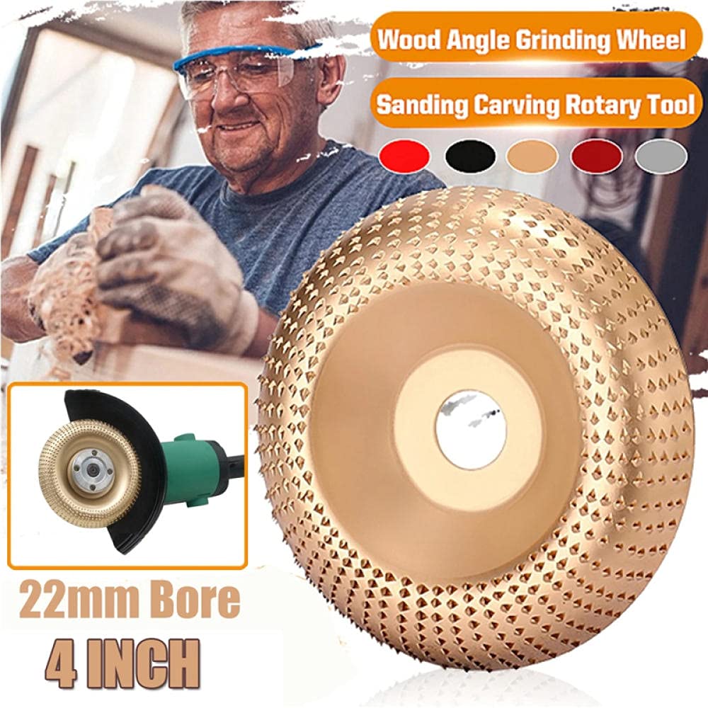 HHRFCS 100 * 22 mm en carbure de tungstène meule d'angle en Bois Disque de Sculpture de ponçage Outil Rotatif Disque abrasif pour meuleuse d'angle-vin Rouge(B)