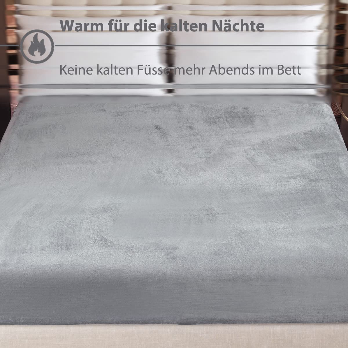 Soifox Jersey Warm Spannbettlaken 90x200cm bis 100x200cm 2er Pack Plüsch Fleece Samtweich Kuschelig Flauschig Cashmere Touch Bettlaken für Boxspringbett Topper Matratze Grau mit Gummizug