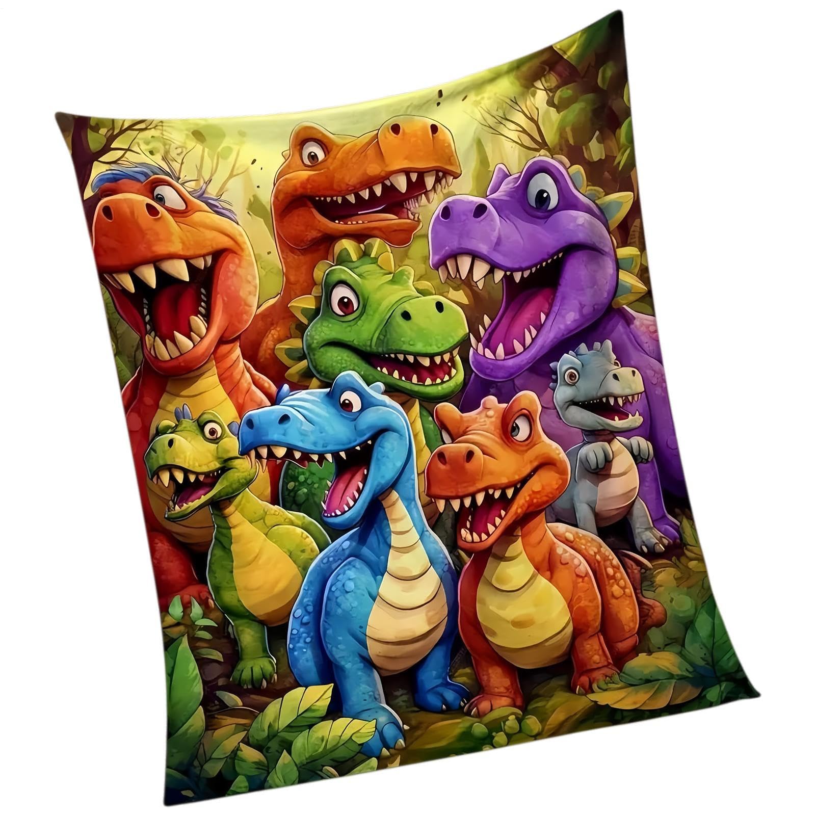 Coperta in flanella con dinosauro - Copriletto morbido e accogliente, copriletto caldo e leggero, simpatico copridivano decorativo | Coperta pelosa per bambini, ragazzi, ragazze, adolescenti, salotto,