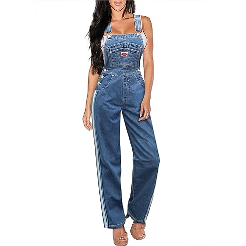 Hybrid & Company Womens Super Comfy Stretch Denim jumpsuit Pants Overalls