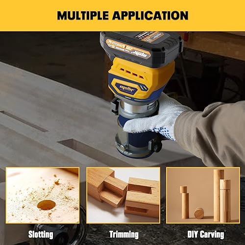 Miniatura 8 de Enrutador compacto inalámbrico, enrutador de palma sin escobillas Mellif compatible con batería DeWalt de 20 V MAX (solo herramienta) 28,000 RPM 600