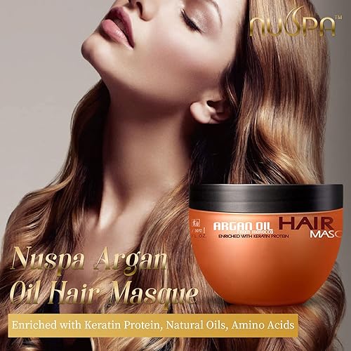 Miniatura 2 de Nuspa - Mascarilla capilar con aceite de argán acondicionador profundo sin sulfatos para cabello seco o dañado con aceite orgánico de kernel de