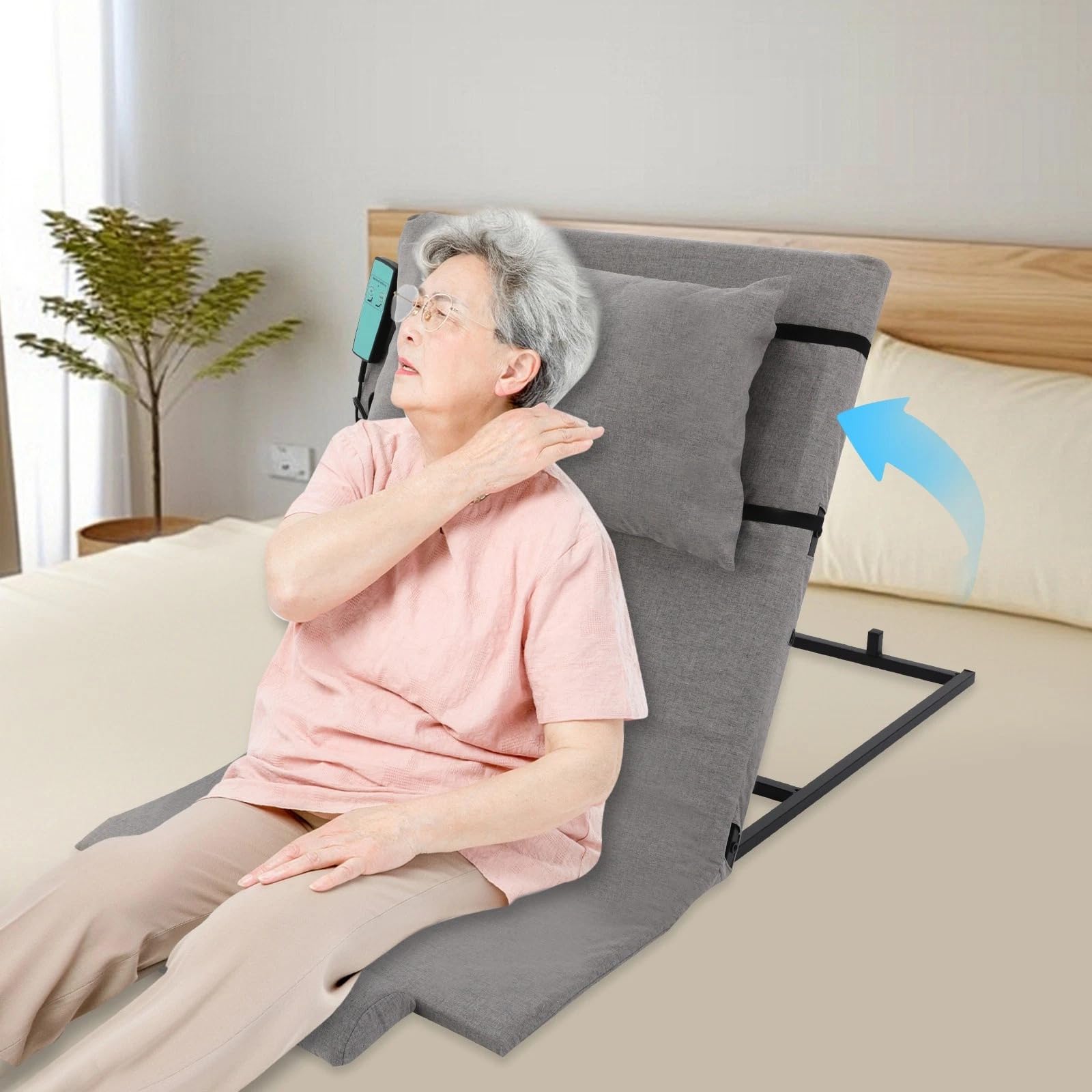 Dossier électrique relevable pour lit, réglage motorisé de l'appui-tête avec télécommande, lit de soins 2 à 80 °, matelas d'aide au relevage, charge maximale de 300 kg, idéal pour les personnes âgées