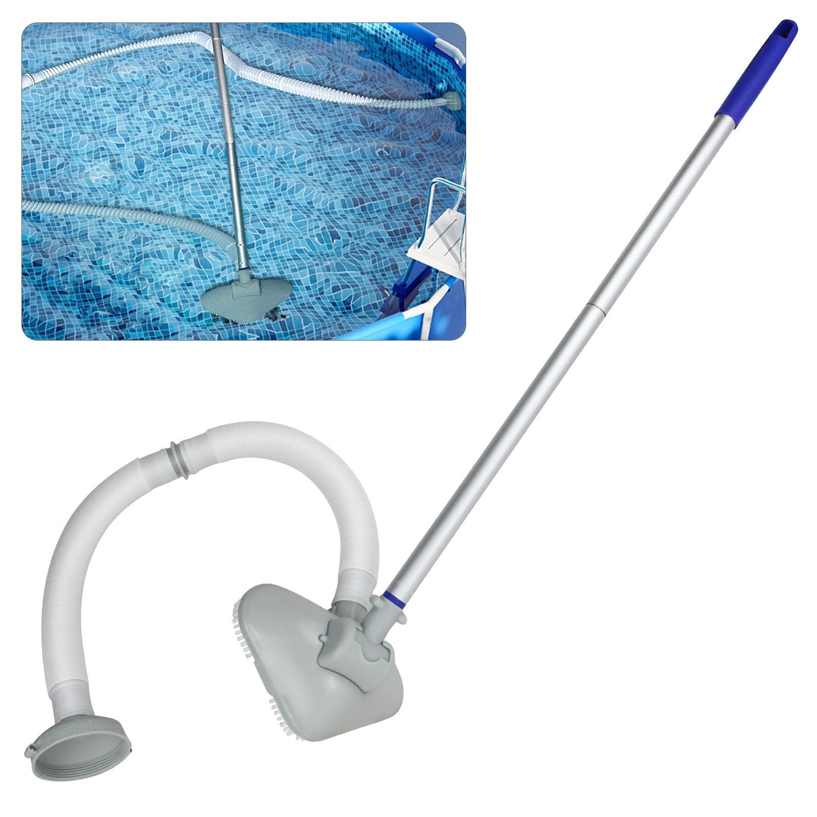 Balai Aspirateur Piscine,Aspirateur Piscine Hors Sol Manche Télescopique avec Tuyau,Aspirateur Manuel pour Piscine, Etang,Jacuzzi,Salle De Bain Et Spa