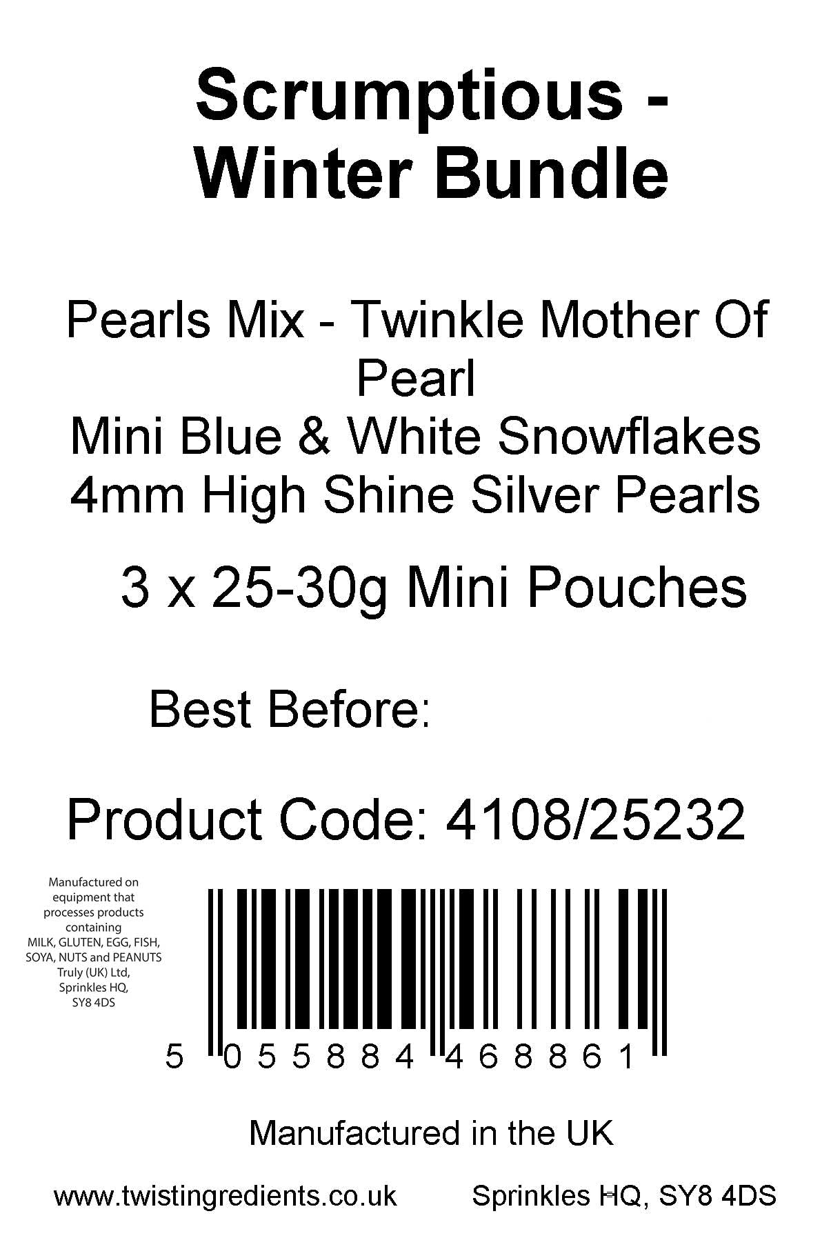 Scrumptious!, Bundle, Winter Edible Cake Topper Sprinkles Cupcake Decorations, 1x30g Pearls Mix, Twinkle Mother of Pearl - Image 4