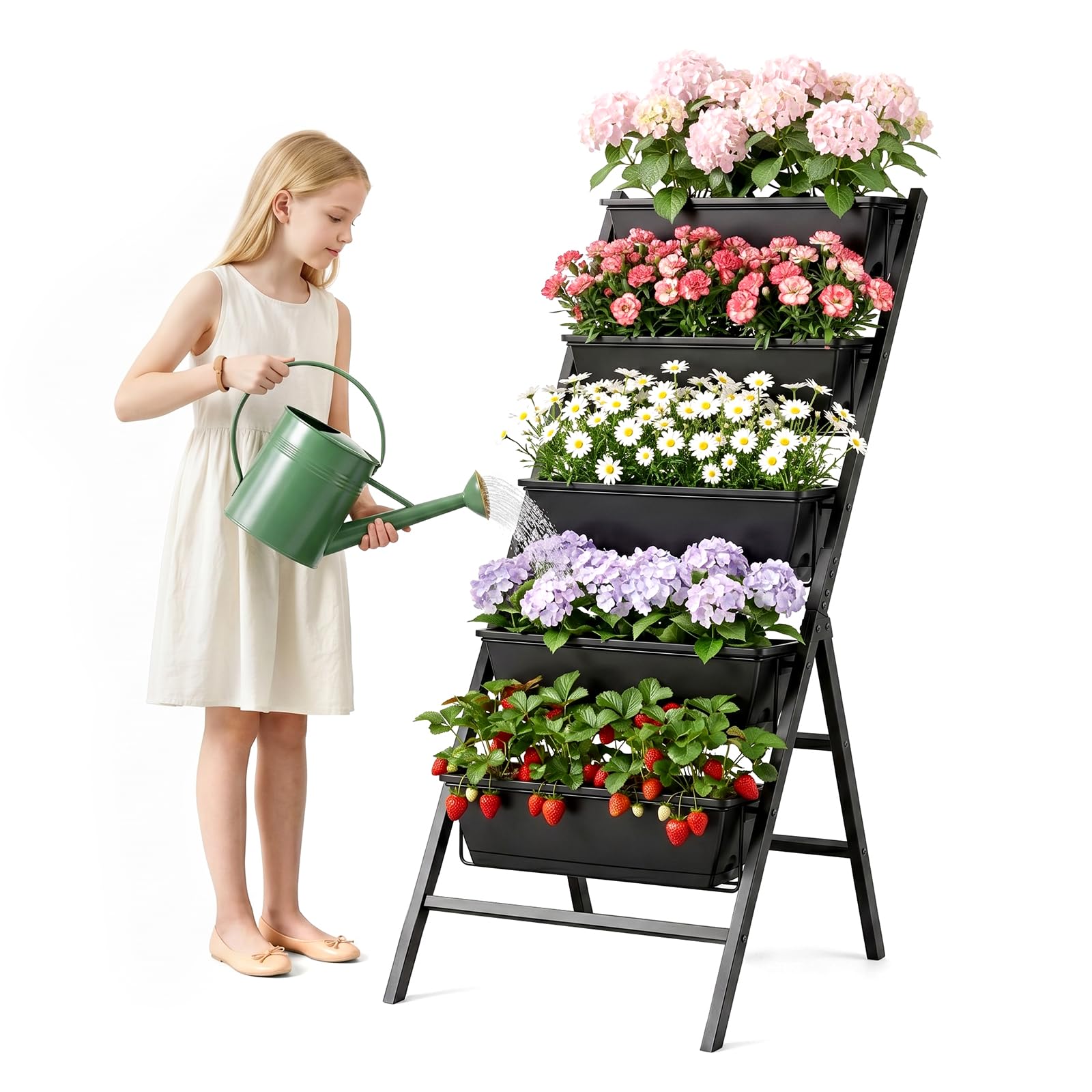 Hocamel Vertical Garden Planter, 5 Tiers Vertical Raised Garden Bed Planter Box Vegetable Flower Planters with Drainage Holes for Patio Deck Indoor Outdoor Use 67x55x120CM