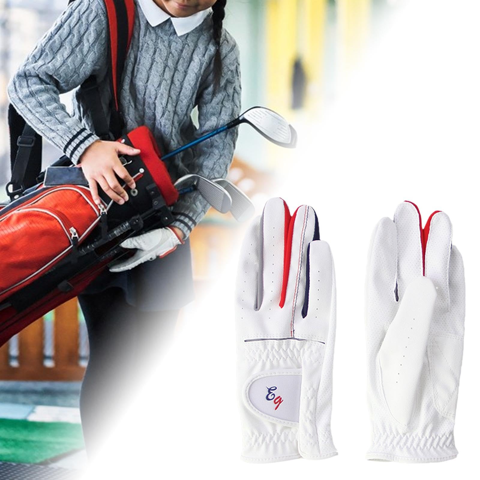 Damen Golfhandschuhe, rutschfeste Golfhandschuhe, Weiche Handschuhe für Linke Und Rechte Hand, Mesh Handschuhe für Golf, Radfahren Und Angeln