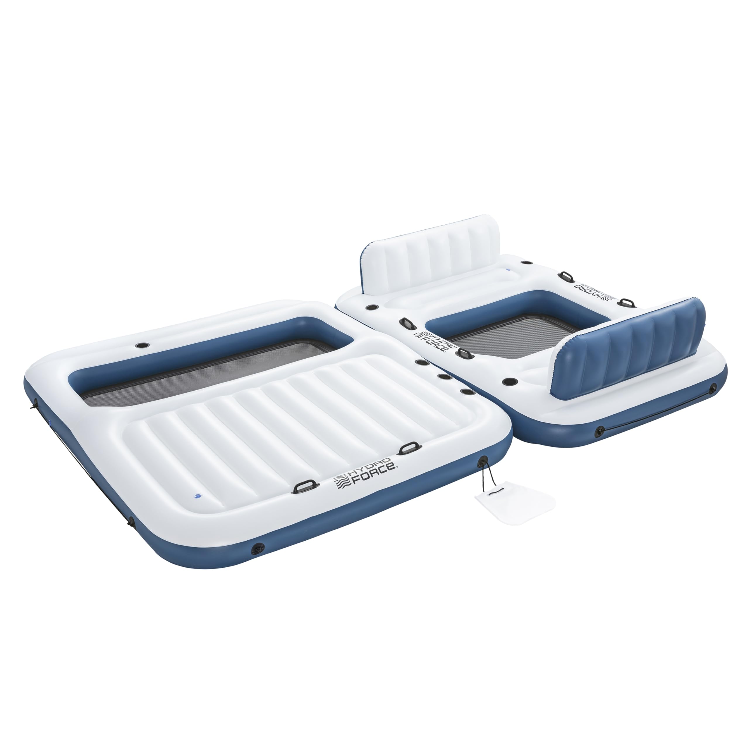 Bestway Aufblasbare Badeinsel Pool Party 269 x 182 x 67 cm – XXL Schwimminsel für 8 Personen, 400 kg Tragkraft, 8 Getränkehalter, Rückenlehnen, Inflata-Shield Material, Clasp 'N Go verbindbar