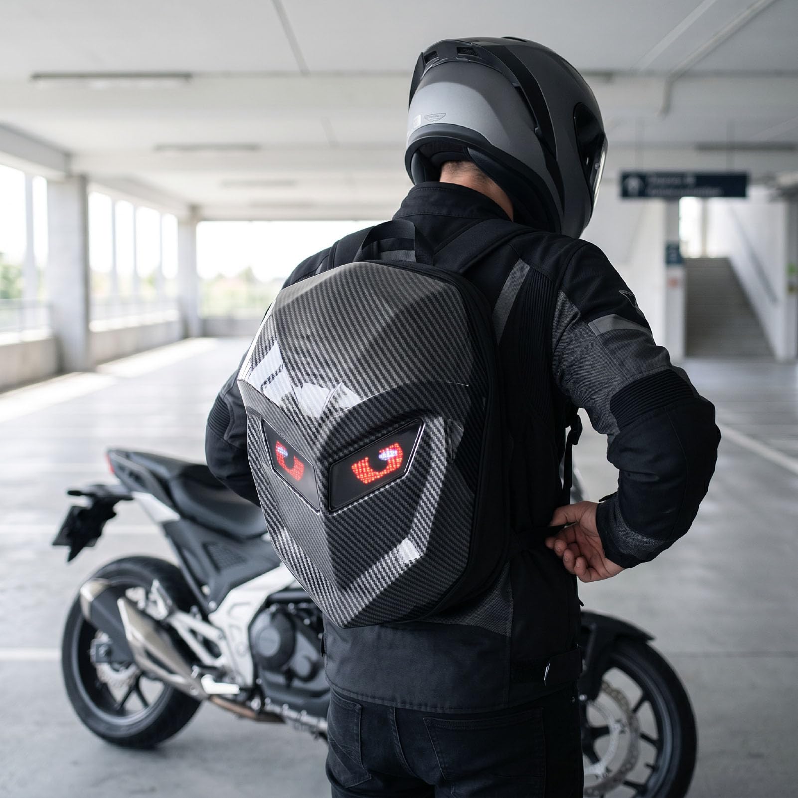 Zaino Moto per Laptop LED, Zaino Personalizzabile con Schermo, per Motociclisti