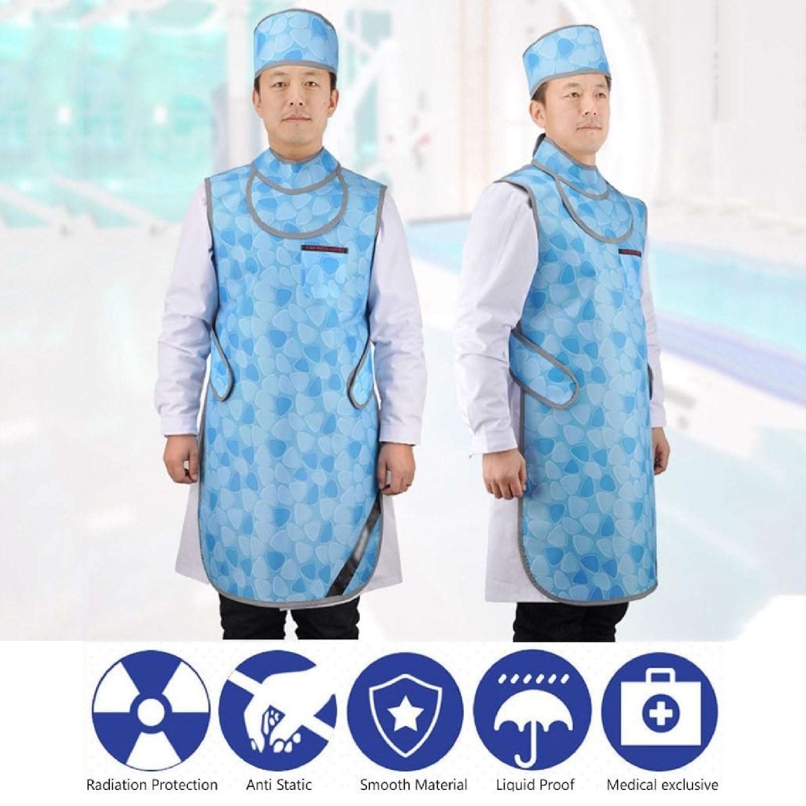 Gilet de Plomb Tablier en Plomb 0,5 mmpb, Tablier de Protection Contre Les Rayons X avec Collier thyroïdien et Capuchon en Plomb, Tablier en Plomb