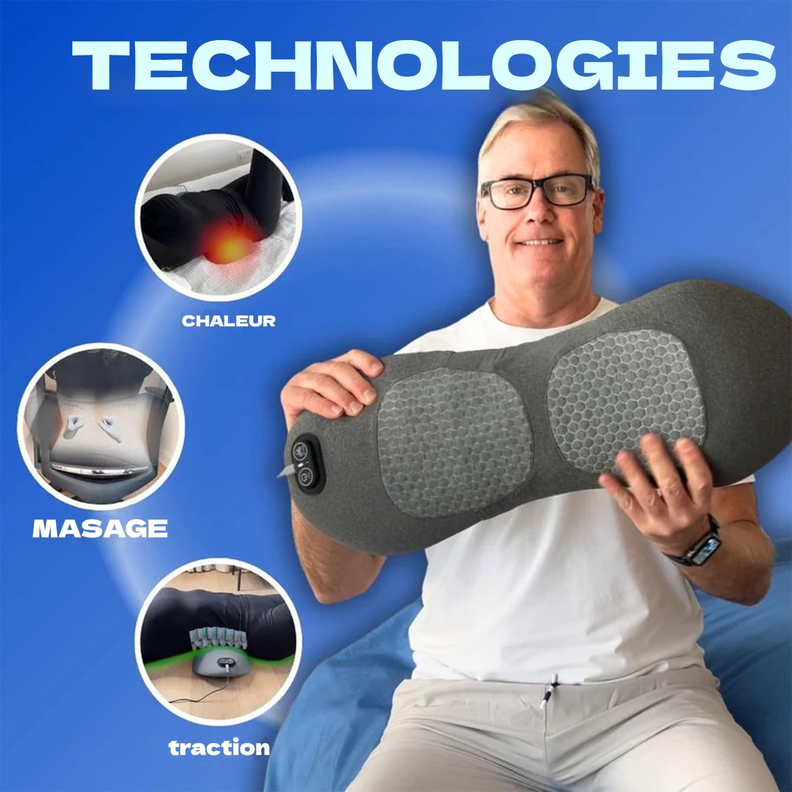 2026 Nouveau LombaTech 3 En 1 DéCompression VertéBrale à Domicile, Masseur Lombaire Et Sciatique, Masseur Sciatique, Appareil Dos Traction Chauffage Vibrations (Brancher-#1)
