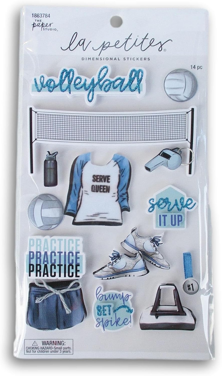 3D Volleyball Stickers for Journaling, Scrapbooking, Cardmaking, Arts & Crafts - 14 Pieces