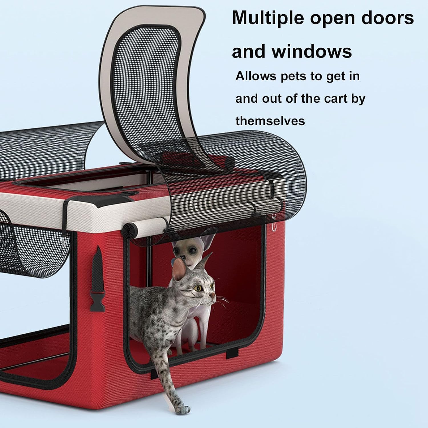 Passeggino per Animali Domestici Leggero, Traspirante, Pieghevole, da Viaggio, Passeggino per Cani E Gatti di Taglia Media E Piccola, A