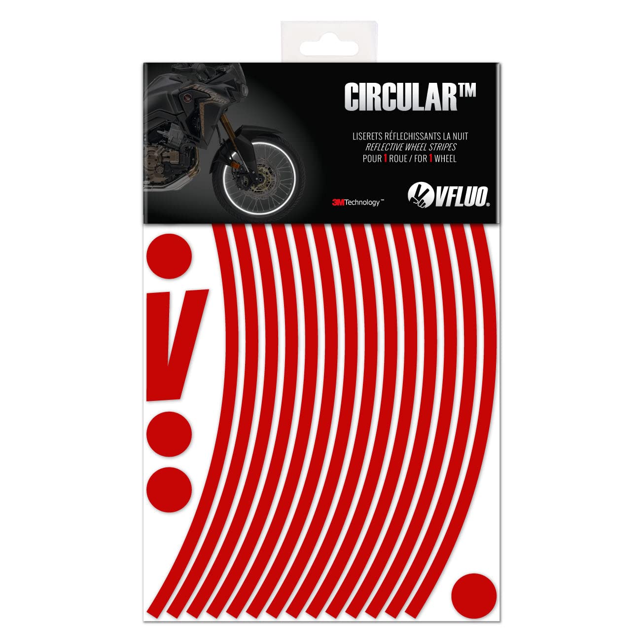 VFLUO - Kit Pegatinas Llantas de Moto Reflectantes, Autoadhesivas para 1 Rueda, 3M Technology™ - Gran Visibilidad Lateral - Discreto y diseño - Fácil colocación — view 31