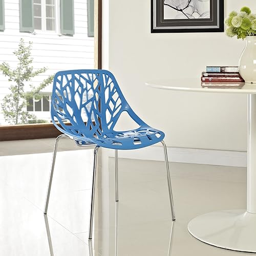 Miniatura 2 de Modway Stencil - Silla apilable moderna para cocina y comedor en color azul