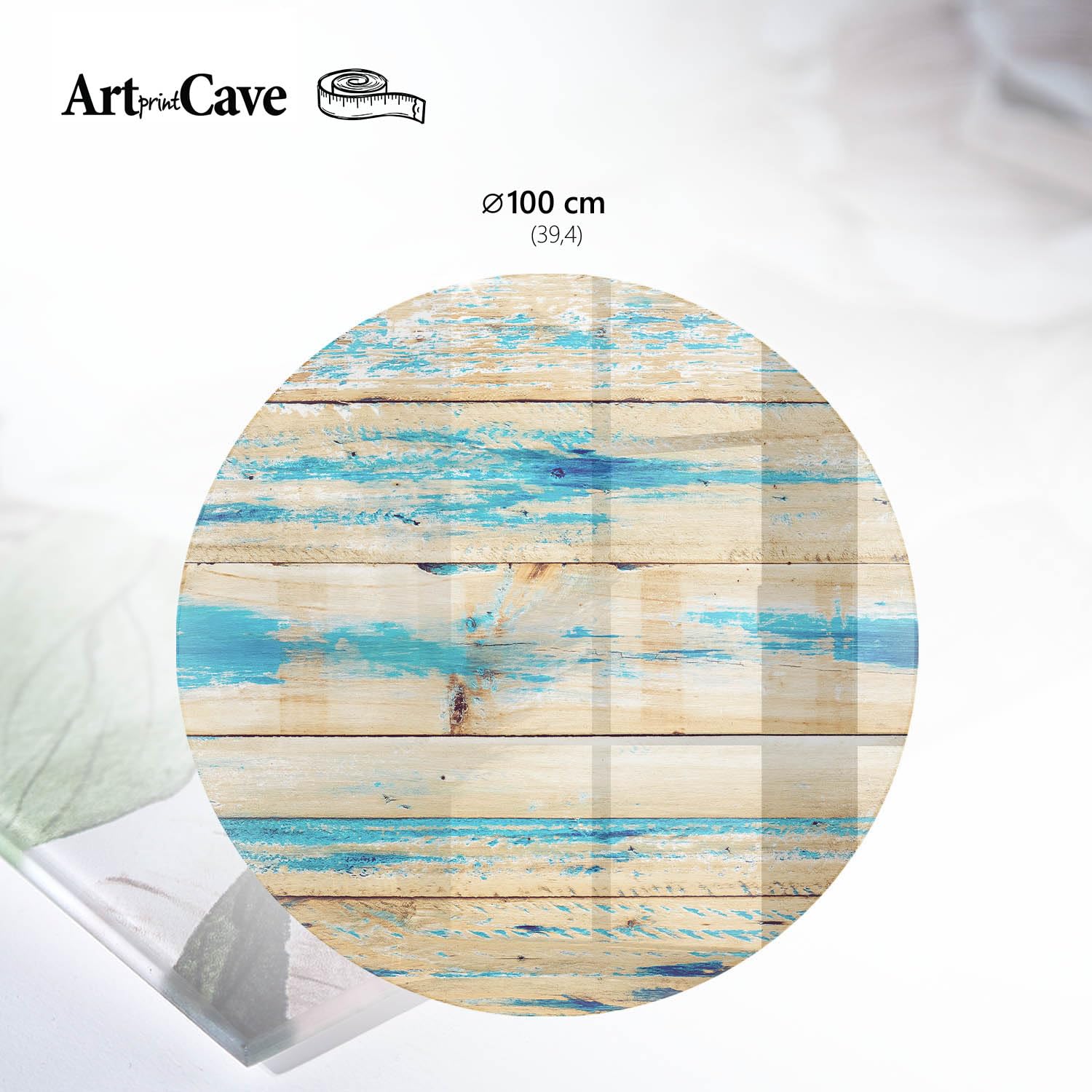 Placa de Cristal 100 cm | Redondo | Espesor 4 mm | Bordes Pulidos | tablas de madera | Pies Antideslizantes | para la Cocina y Salón | con Impresión Decorativa | Vetro Temperato