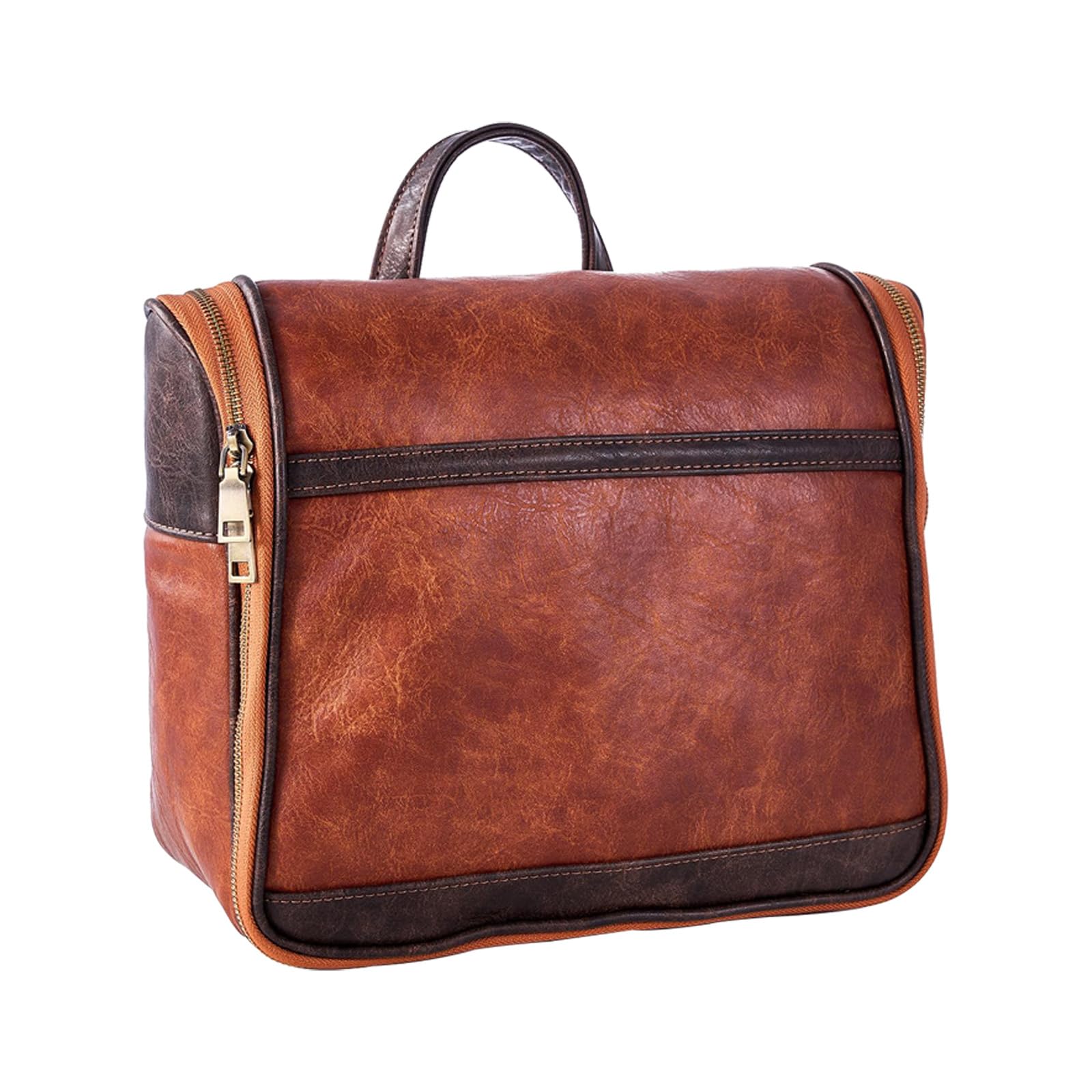 EURYNOME Hanging Toiletry Bag for Women and Men, Large PU Leather Toiletries Organizer, Water-resistant Bathroom Shaving Kit for Cosmetics, Makeup