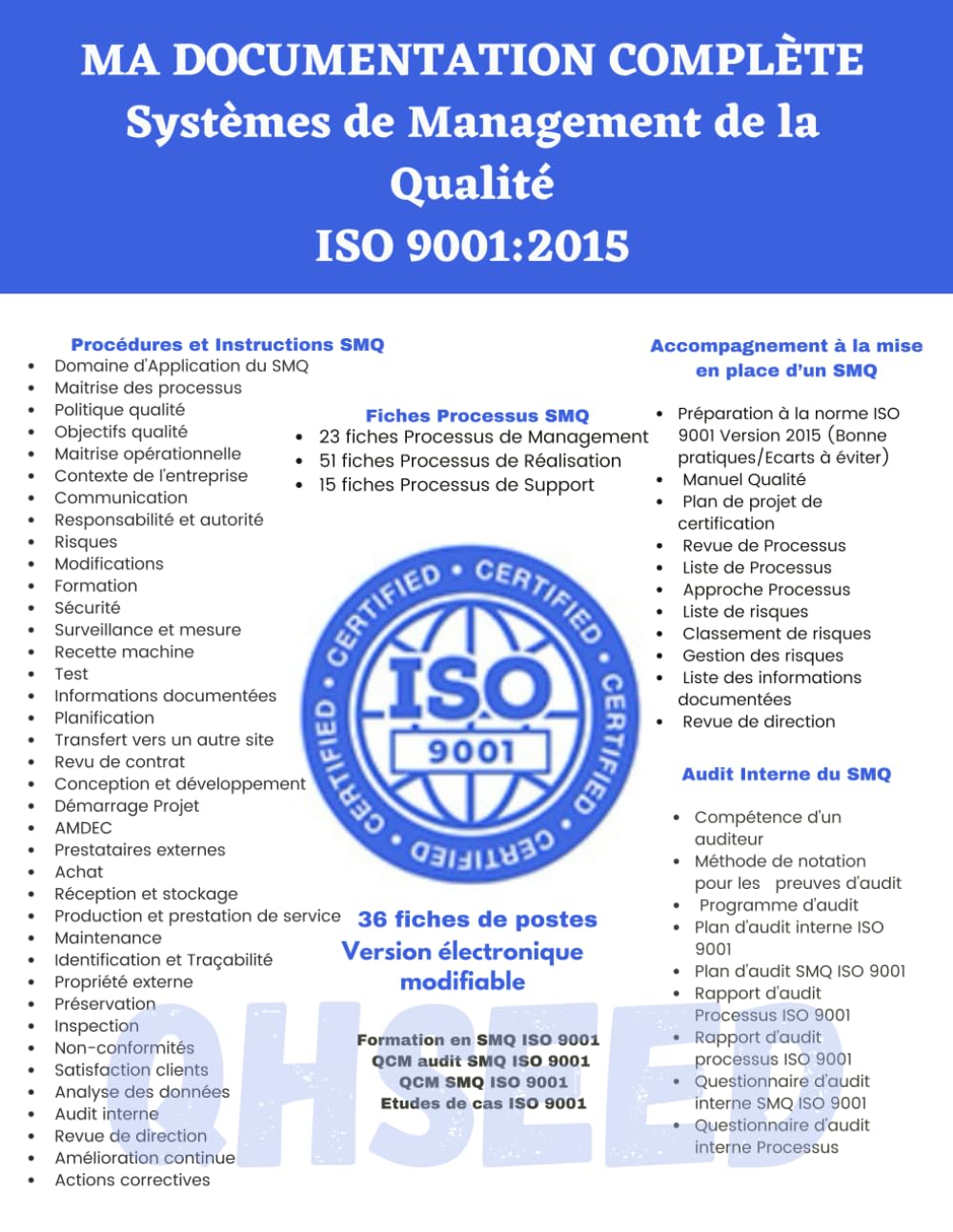 MA DOCUMENTATION COMPLÈTE ISO 9001 VERSION 2015: Système de Management de la Qualité