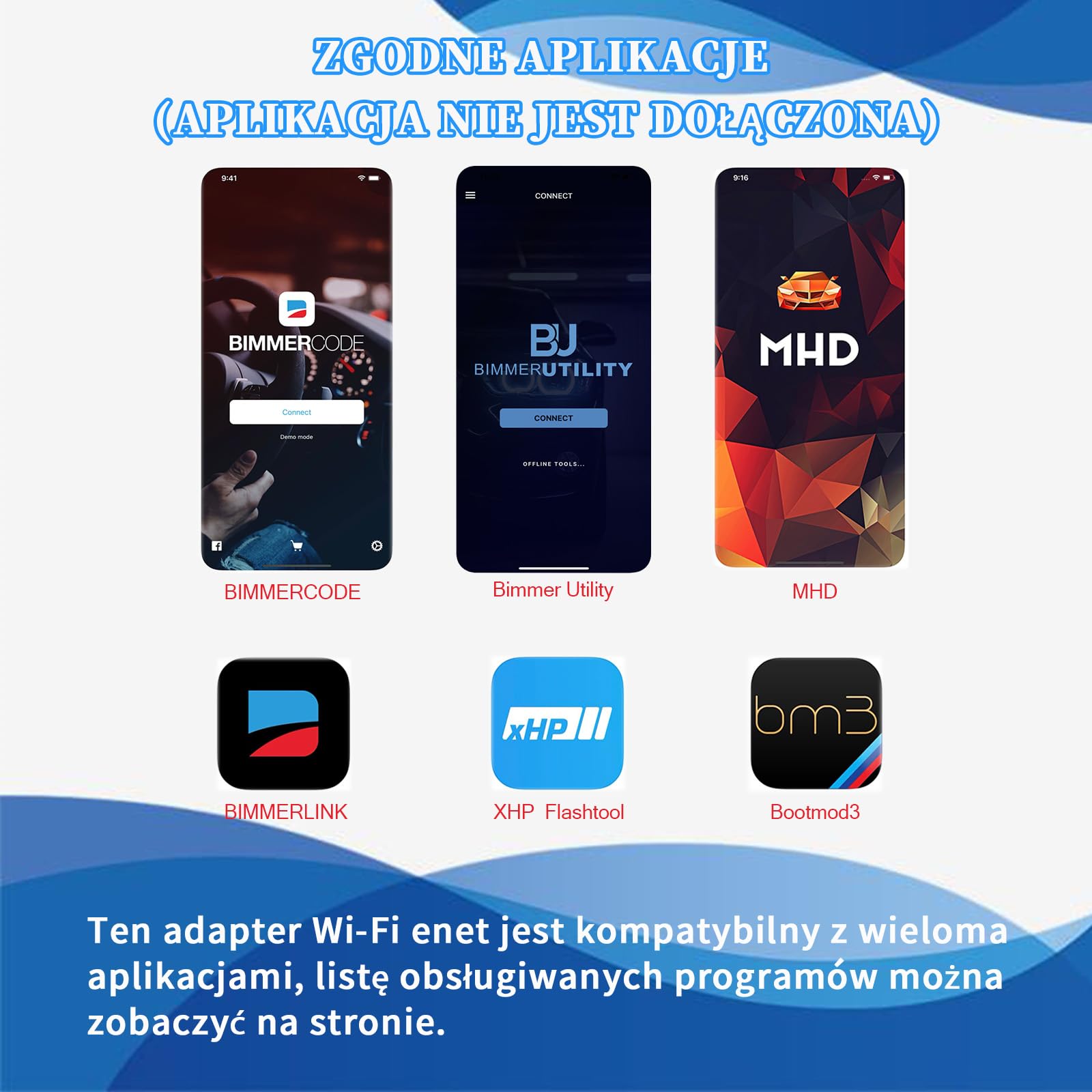 Bootmod3 OBD Enet WiFi Adapter do BMW F/G Series, Mini i A90/A91 Supra Carplay, kompatybilny z BimmerCode, MHD, Ethernet na OBD2, adapter do diagnostyki i kodowania, narzędzie do skanowania
