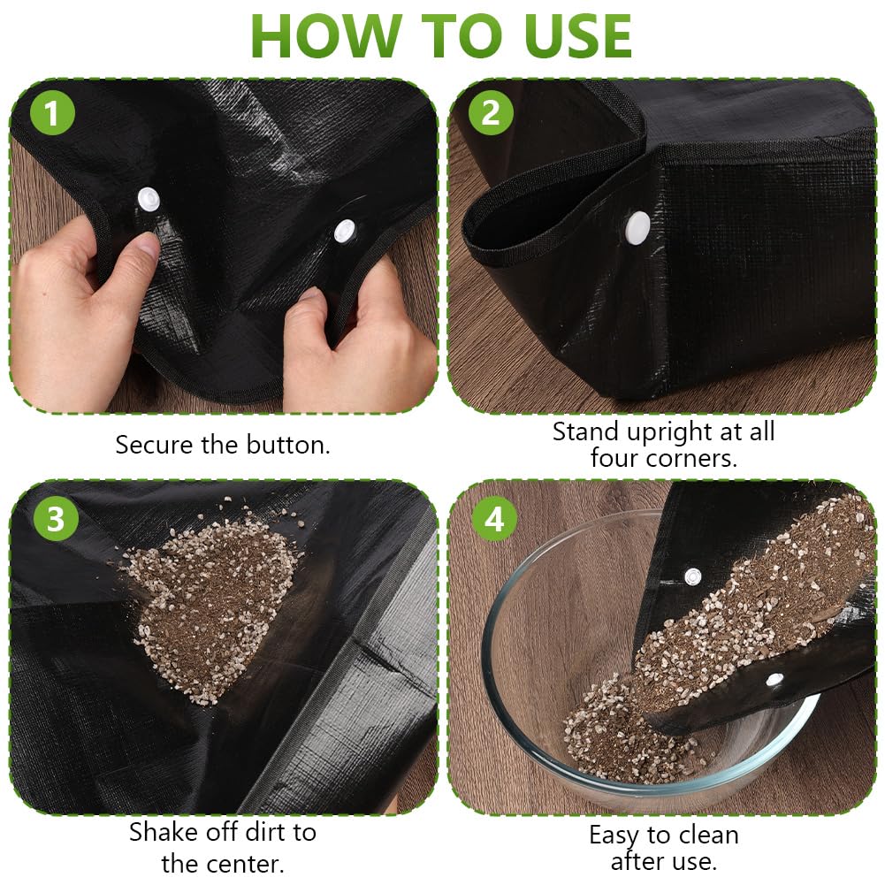 AOOWU Estera de Plantación de Jardinería, 2PCS Alfombrilla de Trasplante con Botón Antifugas, Plegable Tapete Portátil Jardín, Impermeable Macetas Estera para Variedad de Trabajos de Jardinería - 5