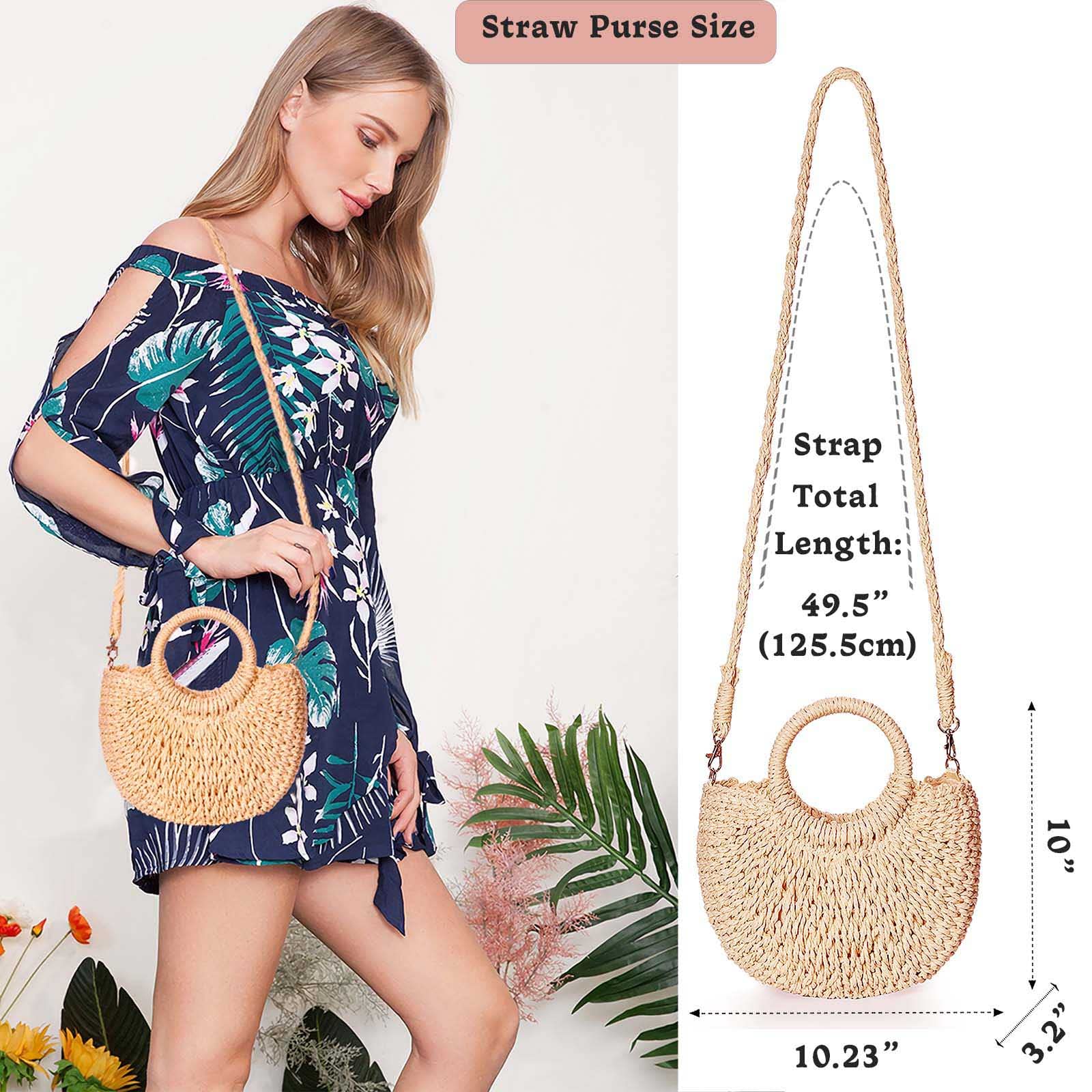 Dailyacc Straw Shoulder Bag For Women Woven Purse Summer Beach Envelope Clutch Straws Wallet