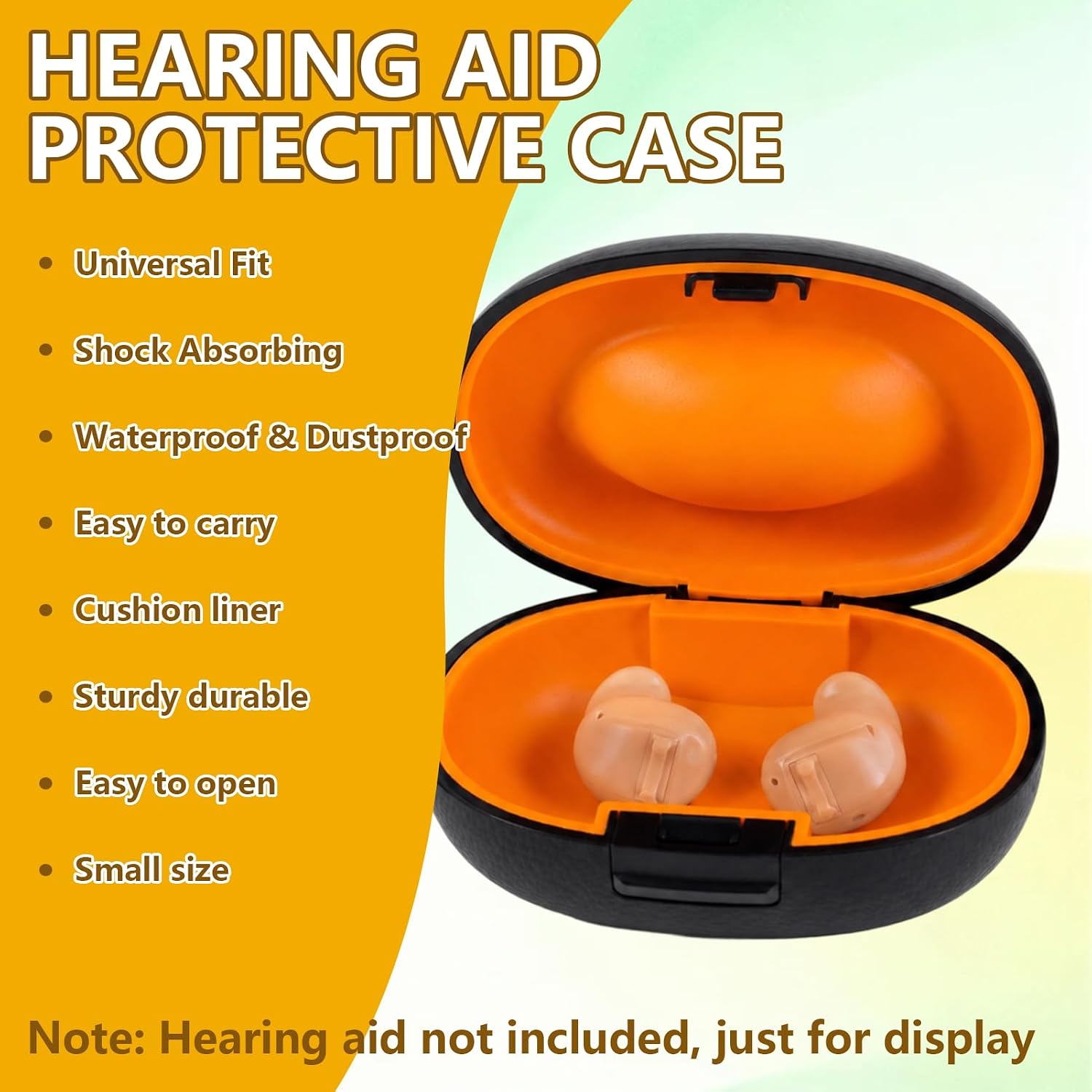 2 Pcs Hearing Aid Case, Hearing Aids Case Hard Pocket Size, Waterproof Portable Storage Case, Travel Carrying Case for Most Hearing Aid Models (Blcak)