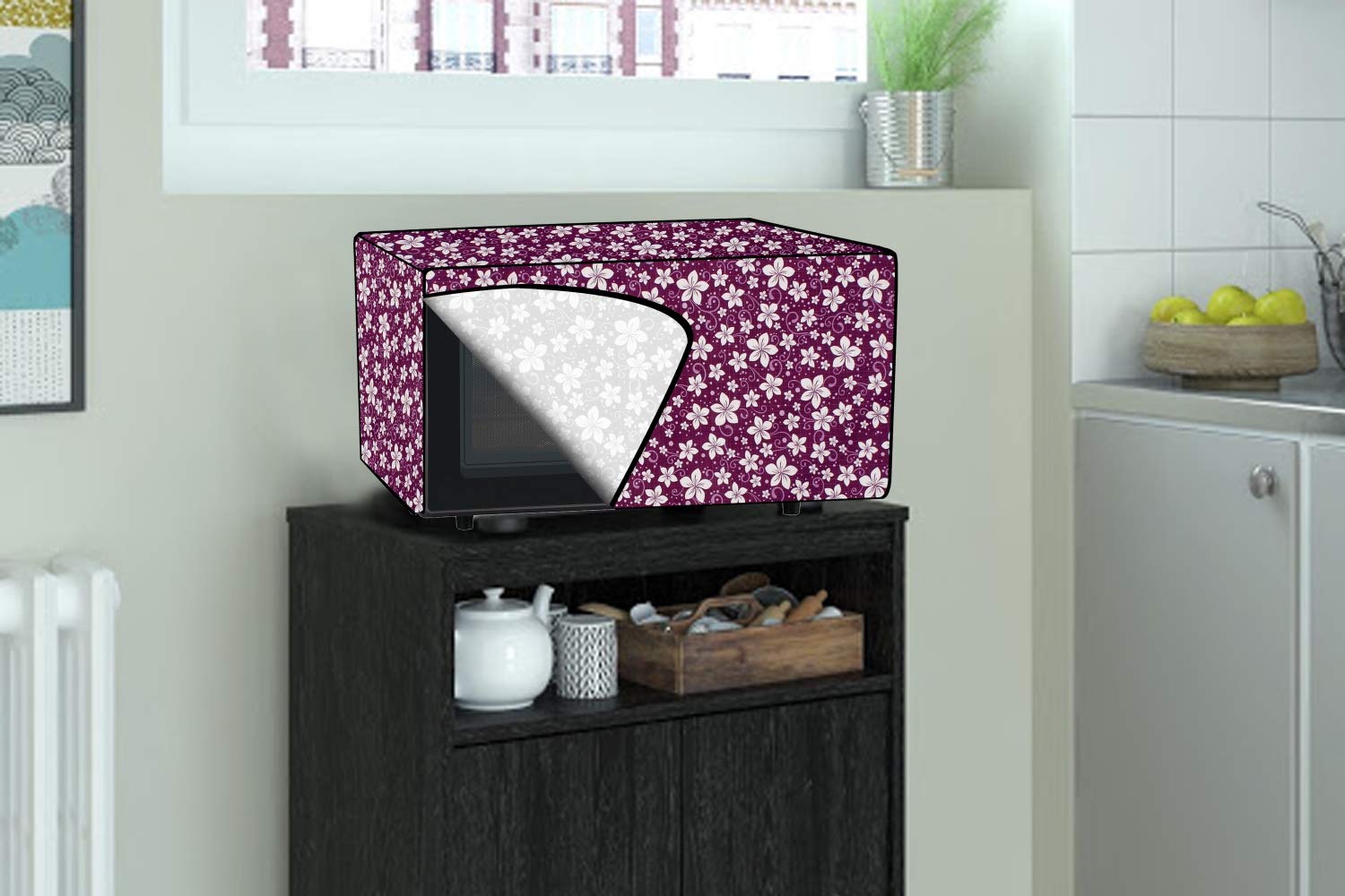 Microwave Cover for Bajaj 17L - Floral Purple -2
