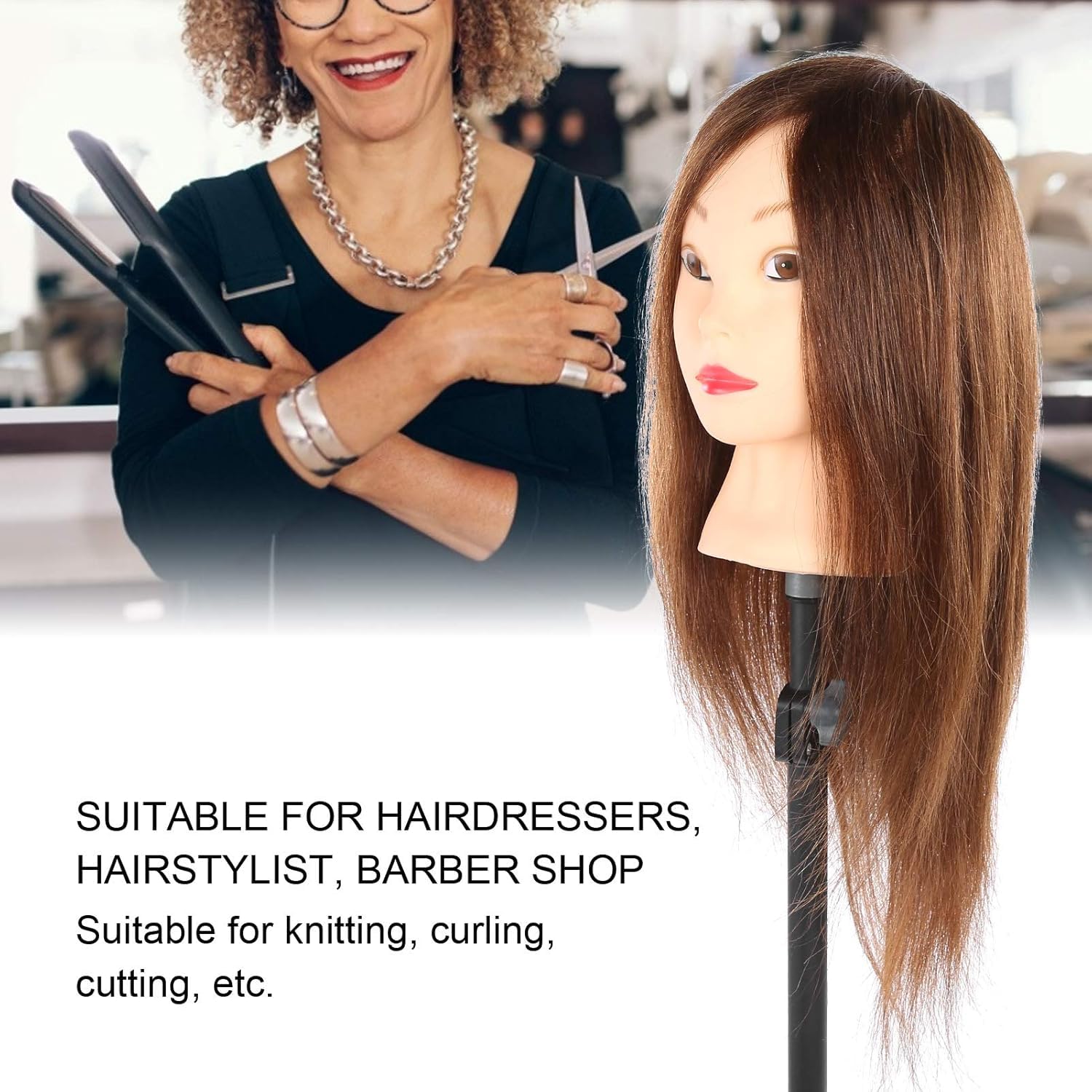 Mannequinkopf Für Die Kosmetikpraxis, Friseur-trainingskopf, Kosmetik-Übungskopf, Kosmetik-haartraining Mit Halterung Für Das Haarstyling-Training.