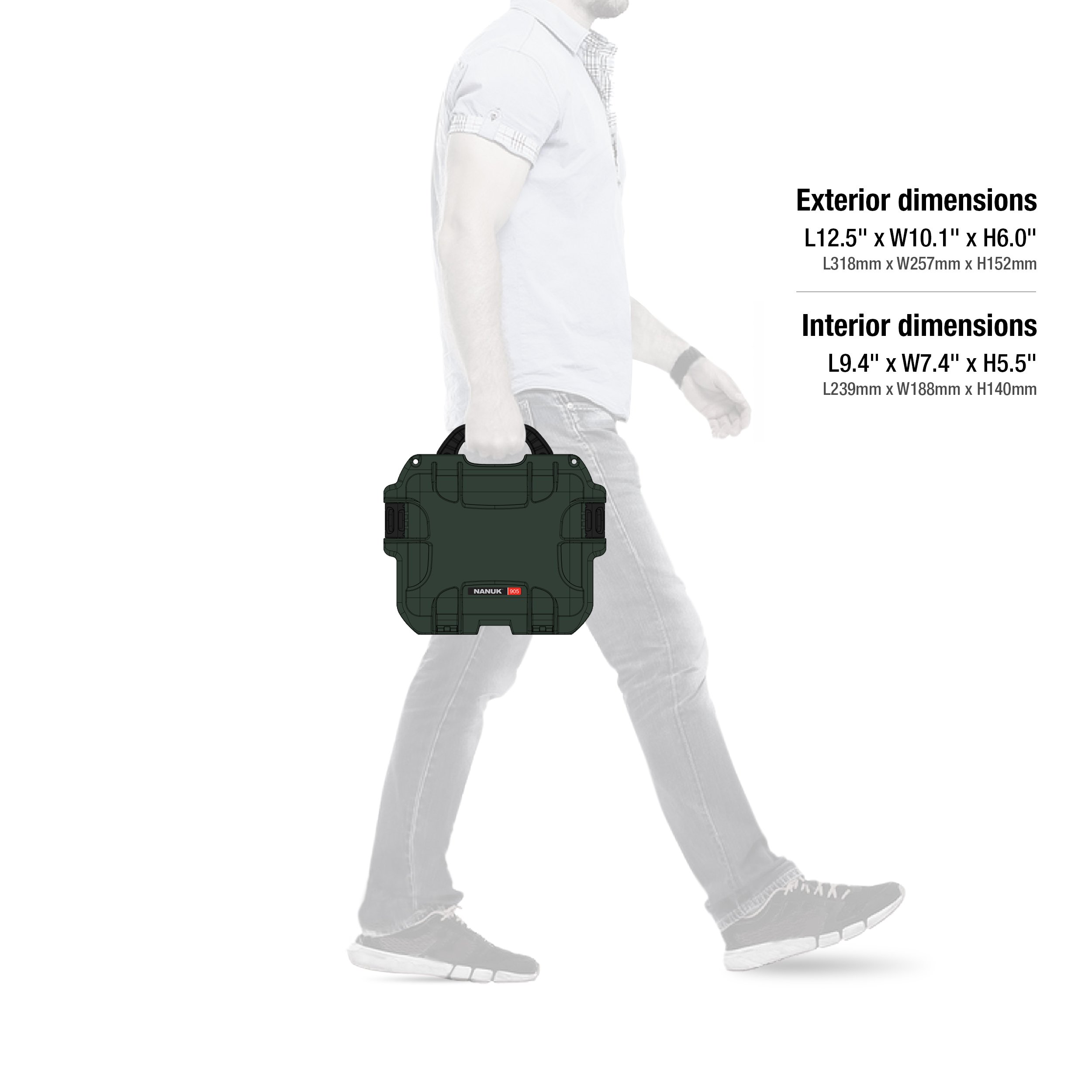Nanuk 905 wasserdichter Hartschalenkoffer mit Schaumstoffeinlage für RodeLink Wireless Kit – Olivgrün