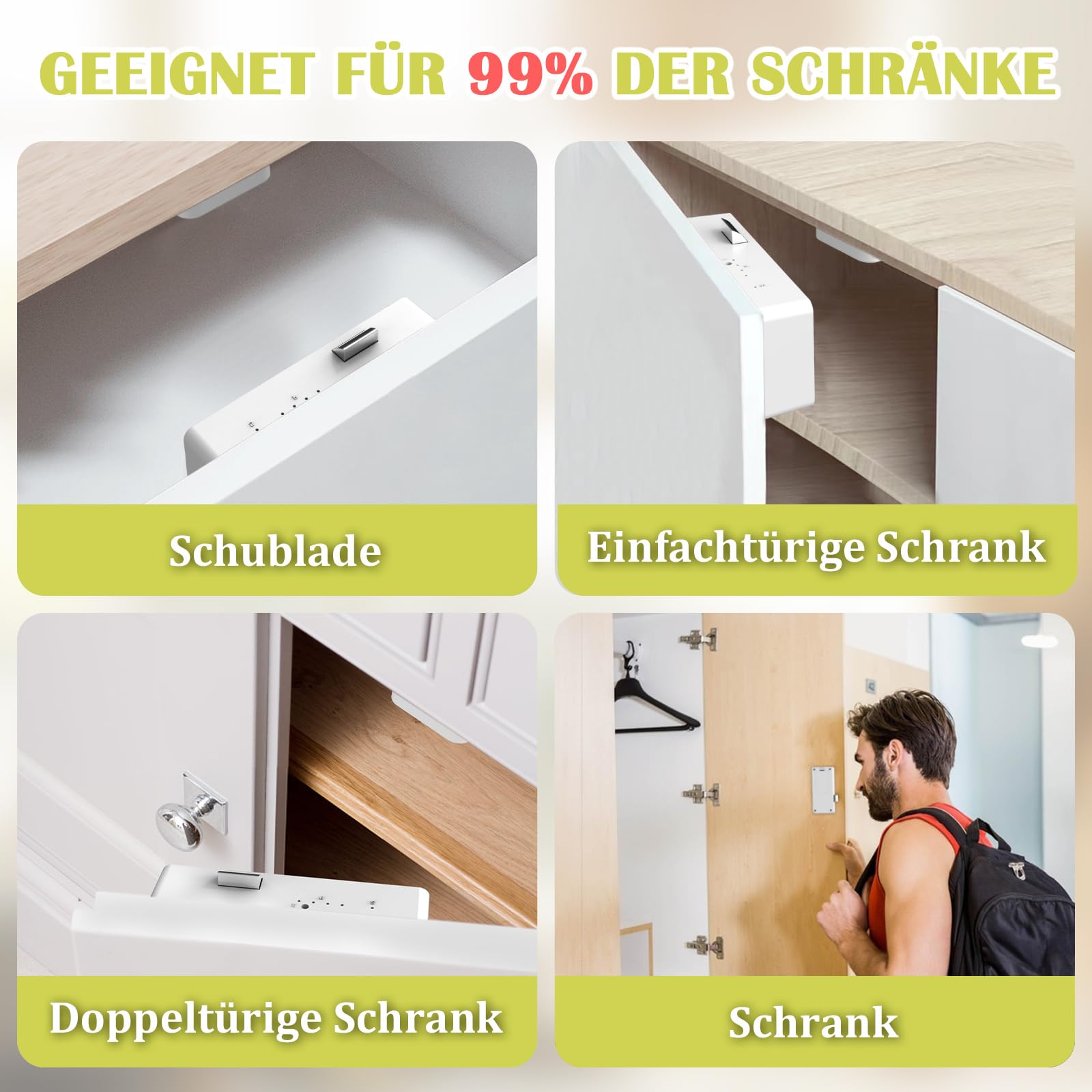 Serrure de tiroir intelligente, serrure électronique Anweller pour armoire, tiroir, coffre, casier, etc.