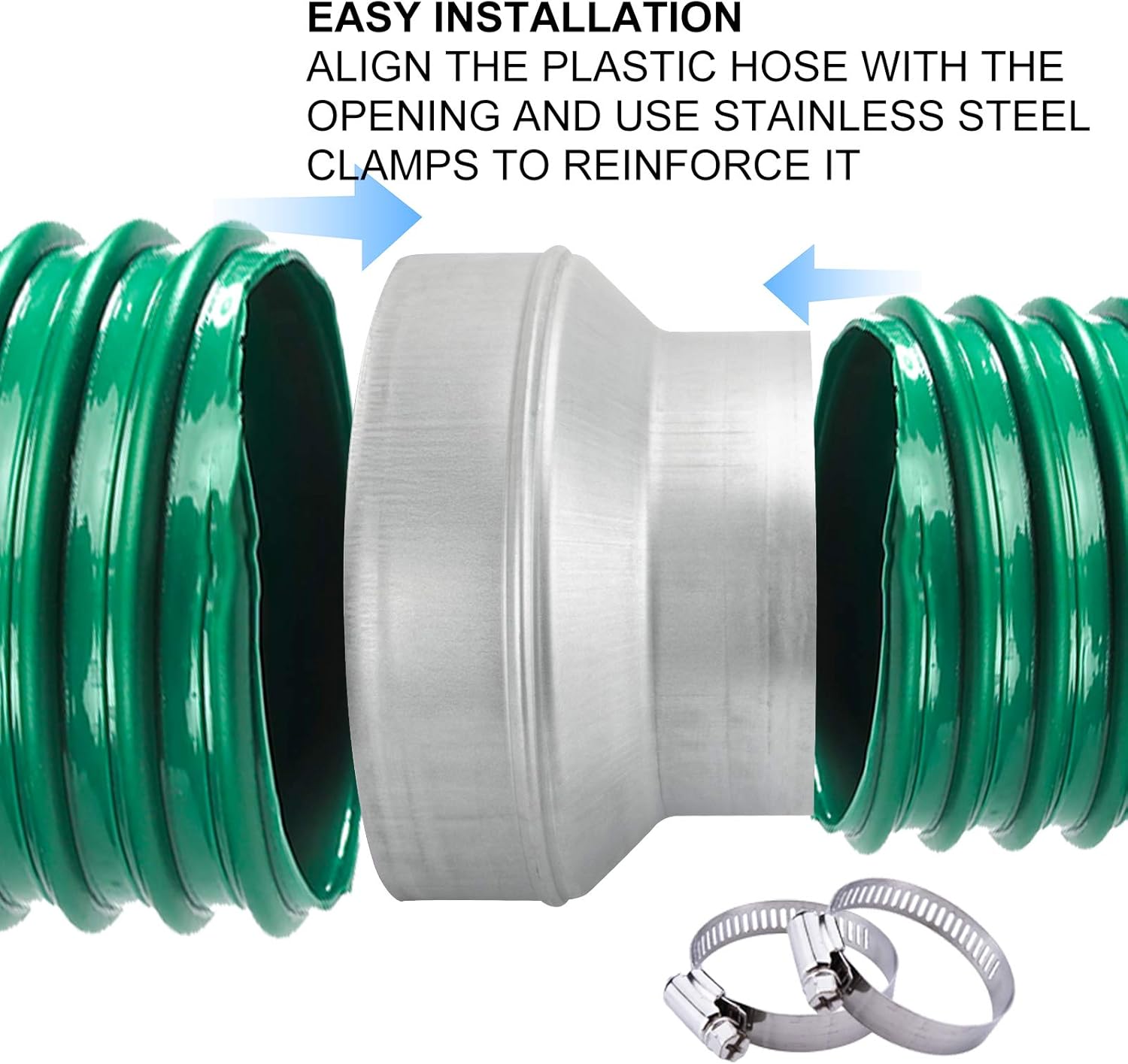Duct Reducter 10 to 6 Air Ducting Reducer Increaser Air Duct Adapter or Round Metal Pipe Reducer for Bathroom Kitchen Ventilation Systems