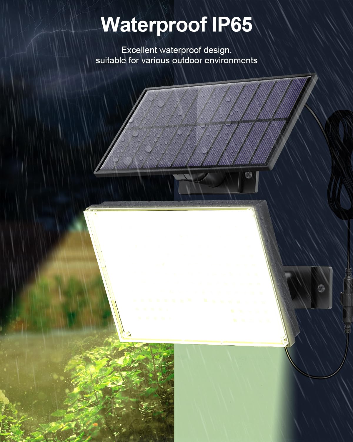 Faretti Solari a LED da Esterno, 172 LED Luce Solare LED Esterno con Sensore di Movimento, IP65 Impermeabile Luci Solari da Esterno con Telecomando, Lampade Solari con Estensore da 5M Bianco Caldo