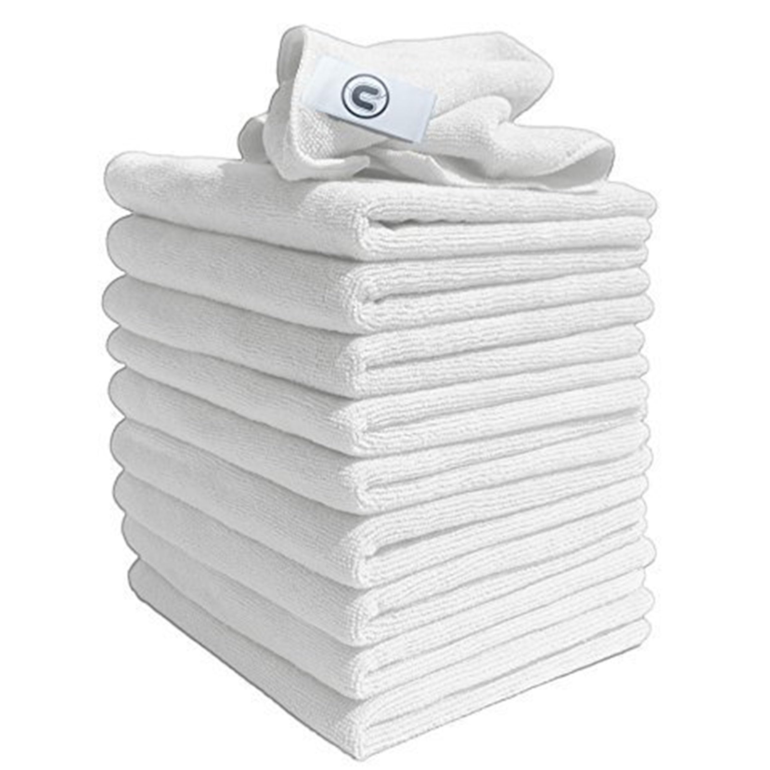 DCS Microfibre Cleaning Cloth, White, Pack of 10, Large Size: 40x40cm. Super Soft Premium Streak Free Washable Cloth Duster for Kitchen, Bathrooms, Surfaces, Mirrors, Car, Motorbike