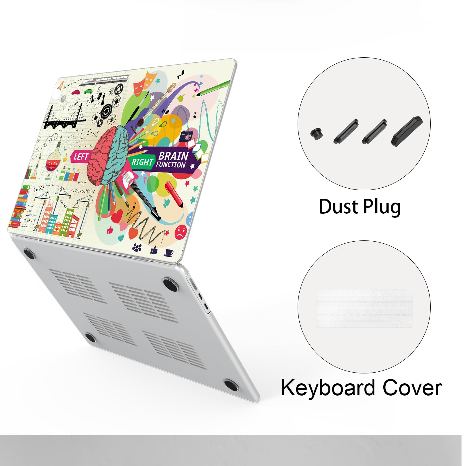 Compatibile MacBook Air 13.6 pollici Custodia 2022-2025 Modello di rilascio A3240 M4 A3113 M3 A2681 M2, custodia rigida per laptop con motivo stampato per MacBook Air 13.6, Cervello creativo