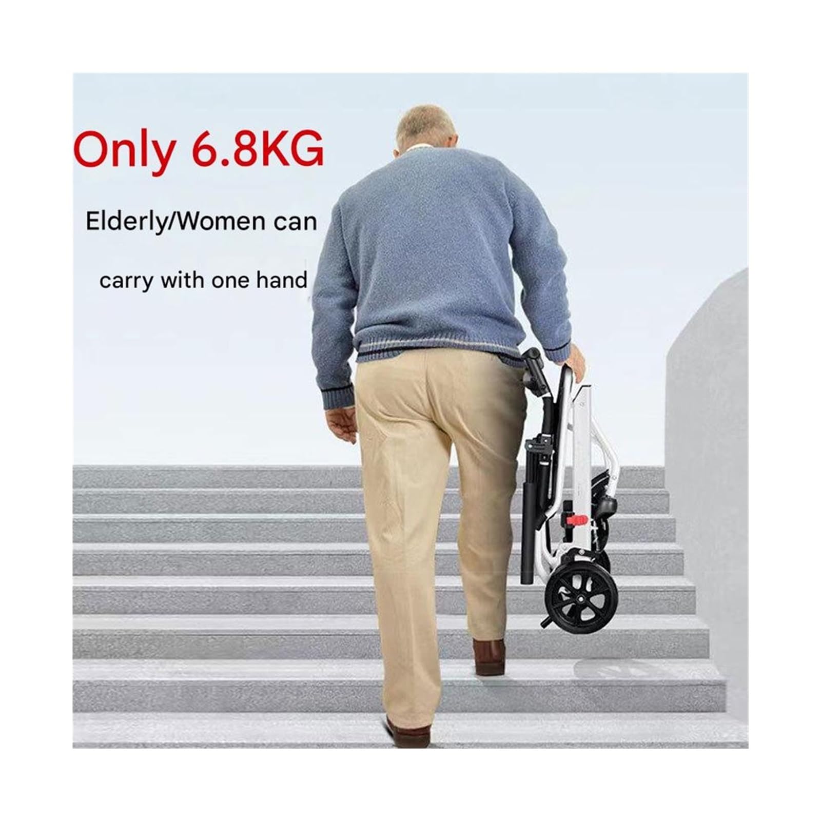 Silla de Ruedas Plegable Ligera para Ancianos - Ruedas Grandes de con Reposapiés Ajustable, Cinturón de Seguridad y Frenos - Ideal para Exteriores, Viajes y Cuidado Domiciliario