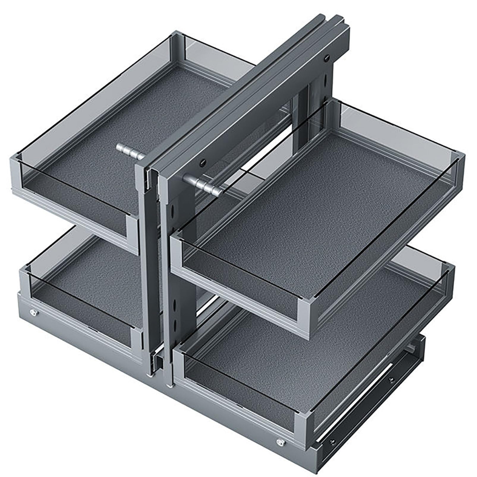 Panier de rangement de cuisine angle coulissant 2 niveaux en acier carbone chrome