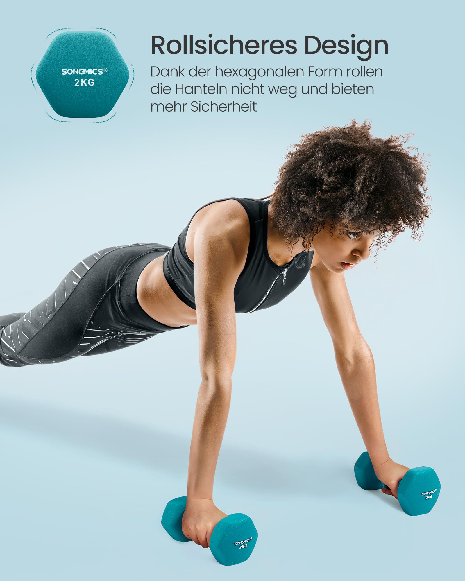 SONGMICS Hantel-Set, 3 Paar, 1kg-3kg，9kg oder 12kg, Aufbewahrung, Fitnessstudio, Krafttraining, rutschfeste Neopren-Beschichtung