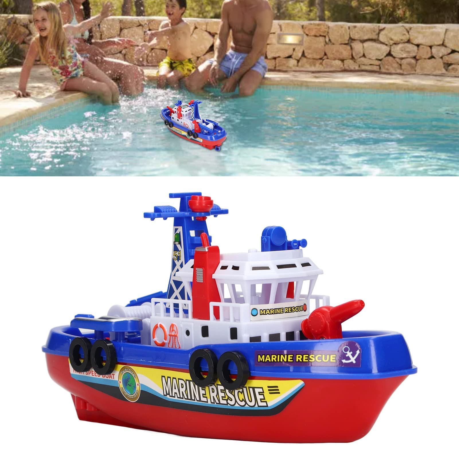 Alomejor Feuerwehrboot-Spielzeug, Feuerwache, Feuerwehrspielzeug, Feuerwehrschiffsmodell für Kinder, Mädchen