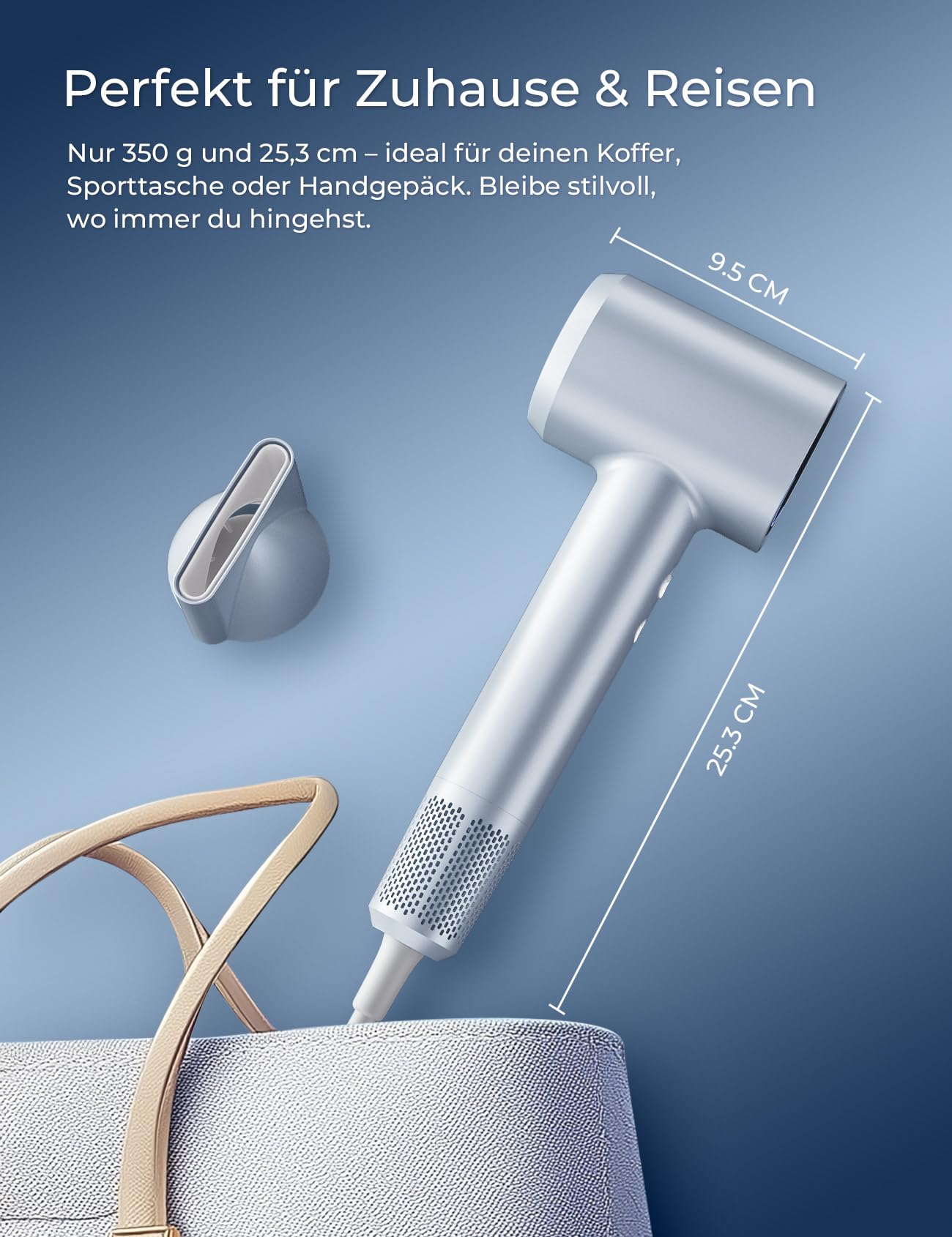 CARER SPARK Ionen Haartrockner – 110.000 U/Min High-Speed Föhn mit 200 Millionen Negativen Ionen,2 Min Schnelltrocknung,60dB Leise,3 Temperaturstufen mit LED,350g Ultraleicht Reisefön für Damen Herren